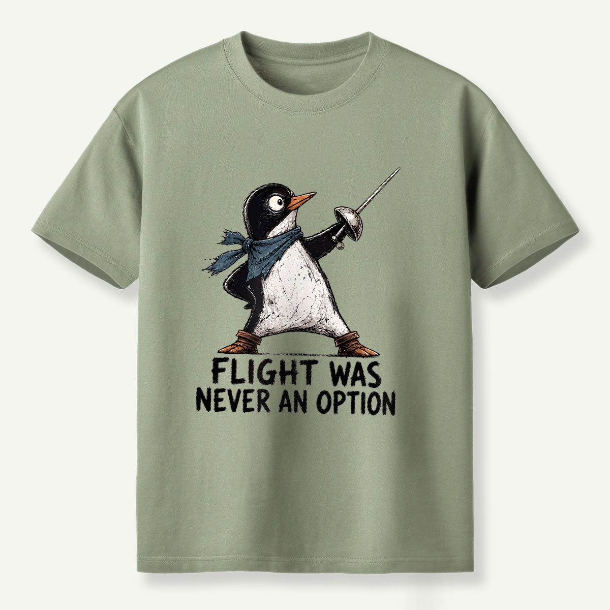 Flight Was Never An Option Fencing Penguin T-Shirt