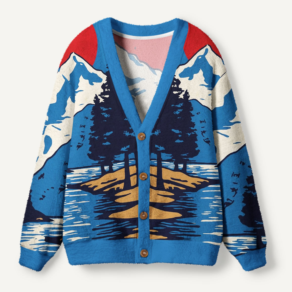 Pines Between Mountain and Lake Ugly Cardigan Sweaters
