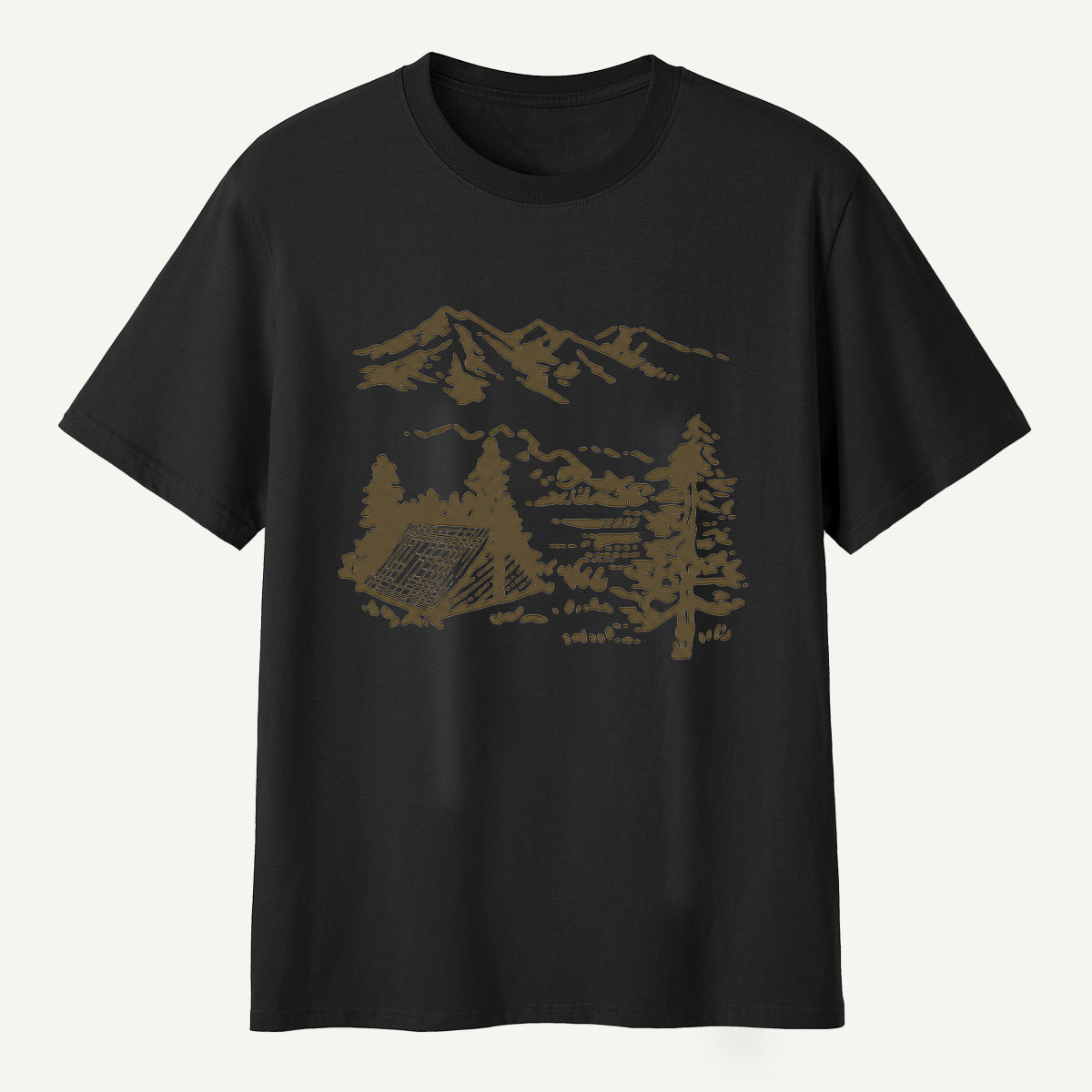Mountain Campsite Wilderness Sketch T-Shirt