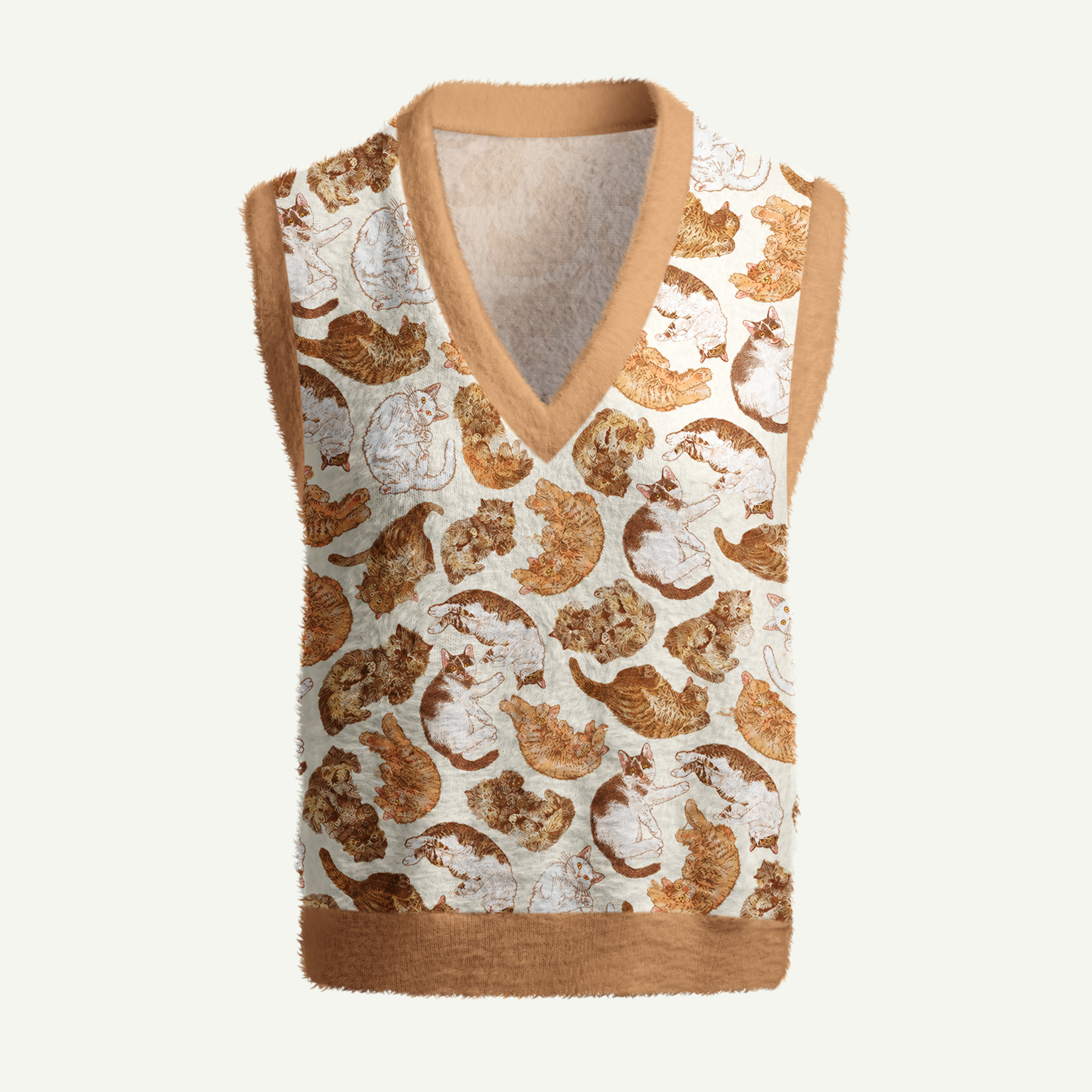 Vintage Lazy Cat Collection Women's Fuzzy Vest Sweater