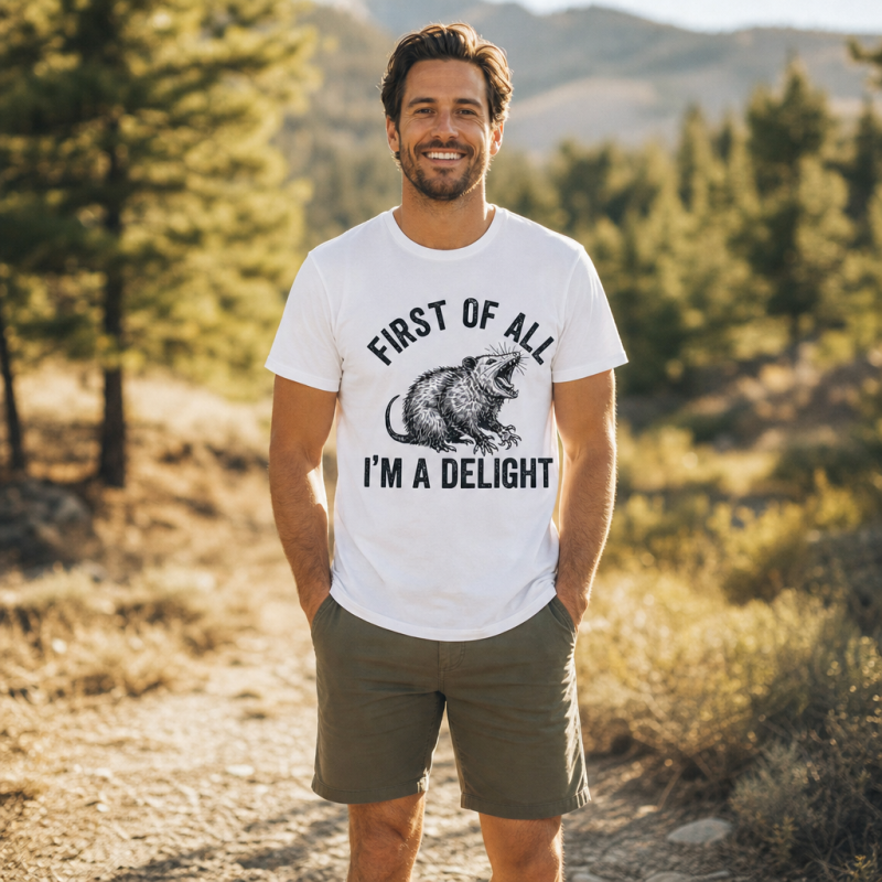 First of All I’m a Delight Possum Humor T-Shirt