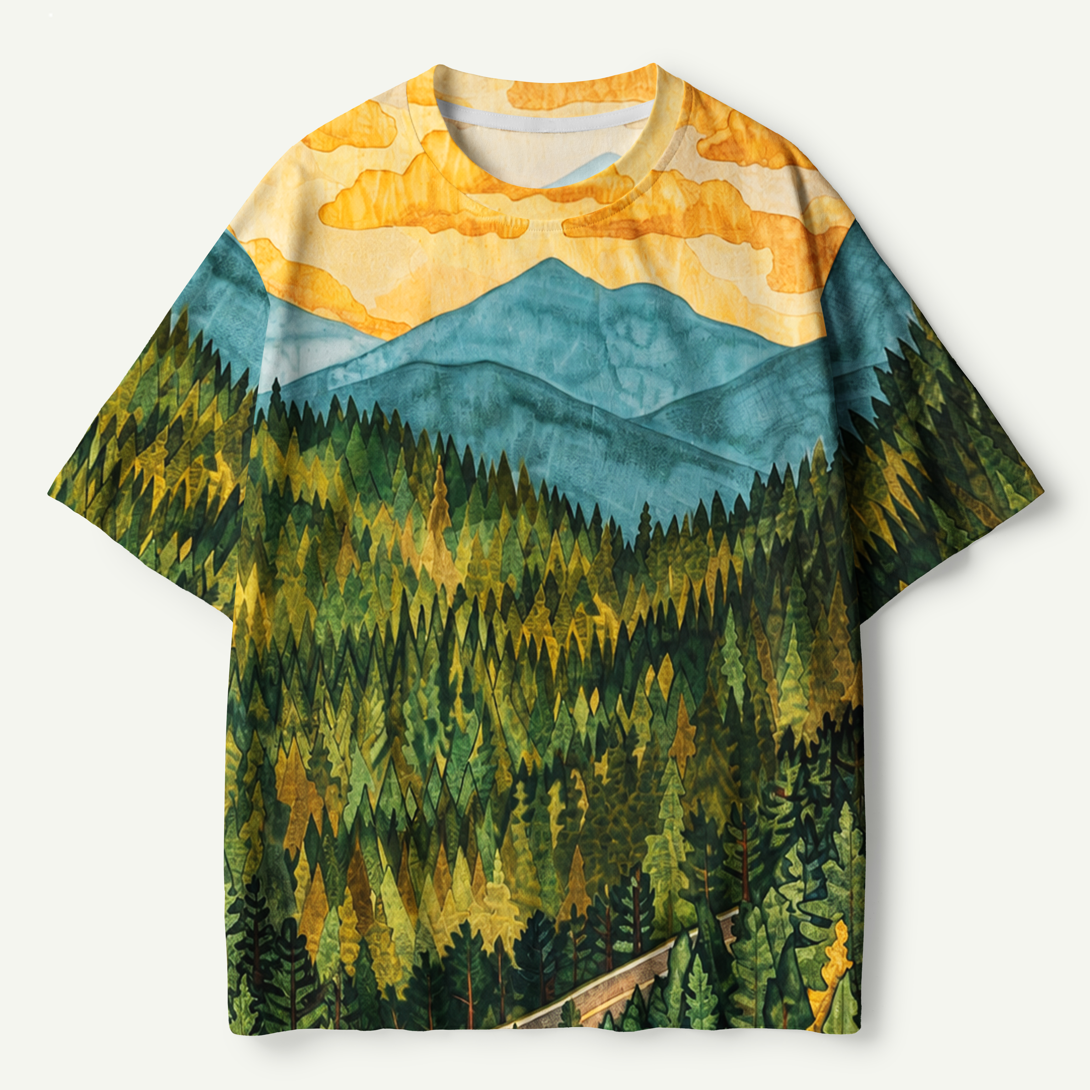 Forest Road Into The Mountains Premium Cotton Tee