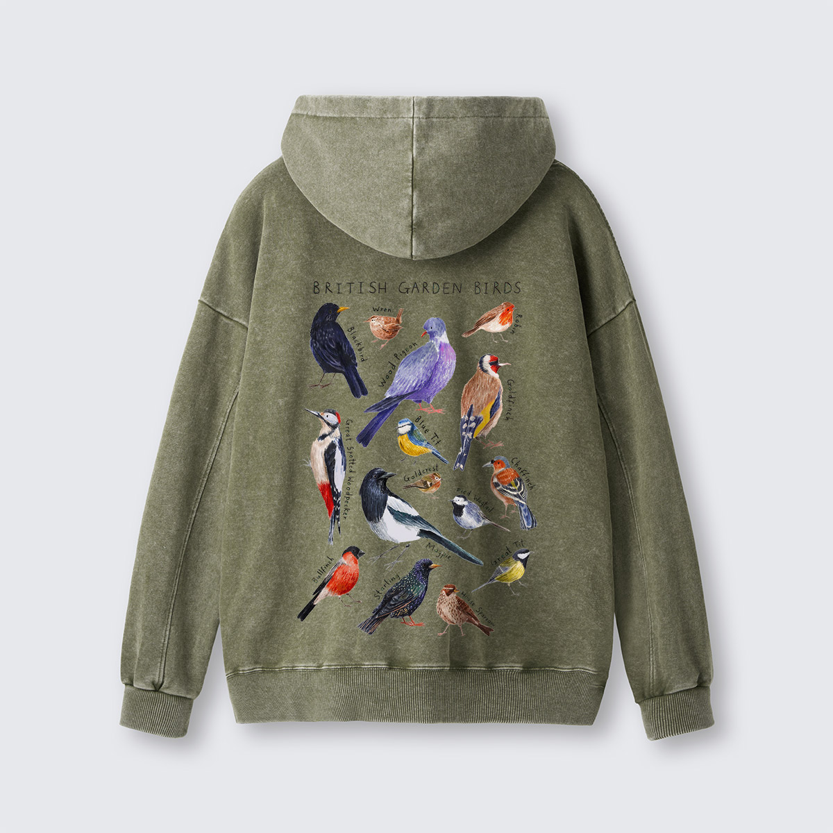 Botanical Garden Birds Wildlife Birdwatching Washed Hoodie