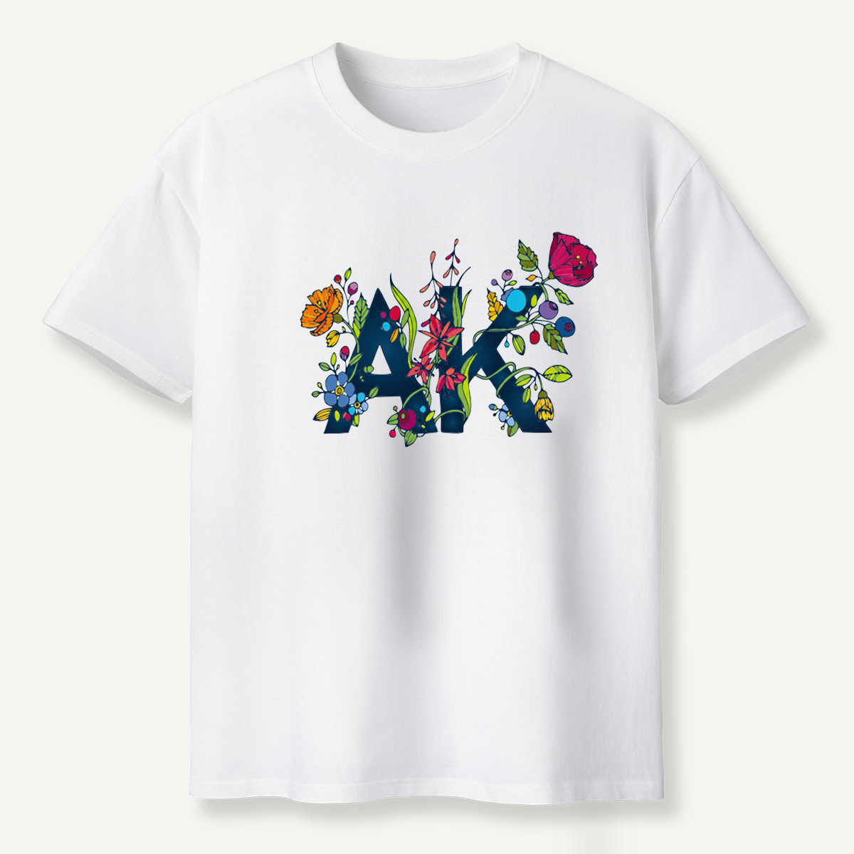 Floral Letter M Wildflower Botanical Collage T-Shirt