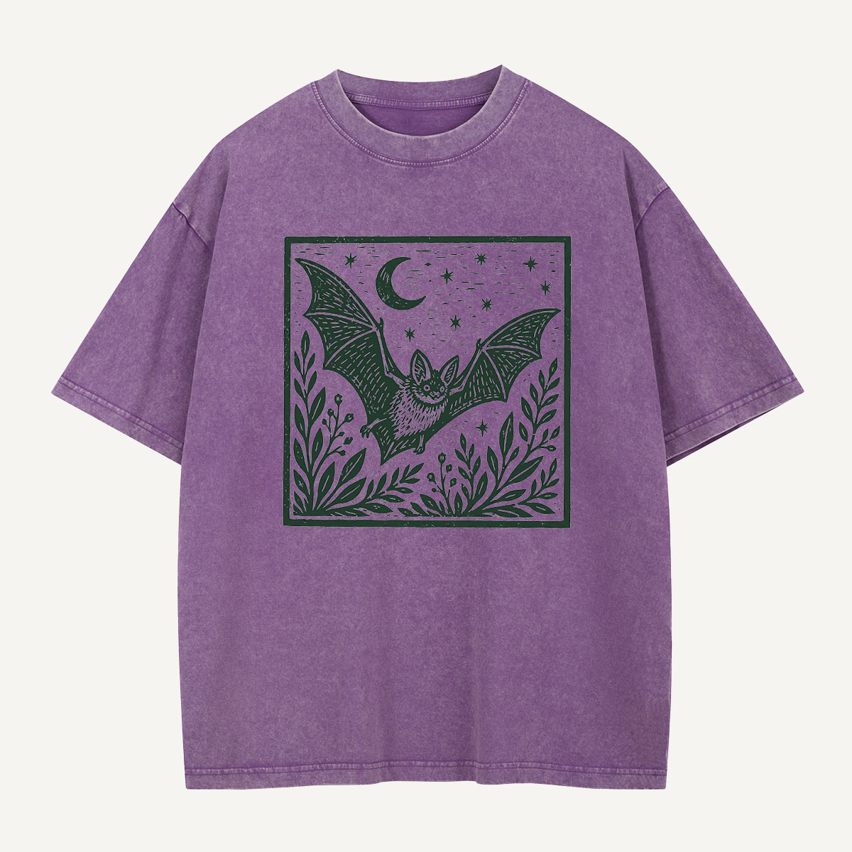 Bat Beneath the Moon Washed T-Shirt