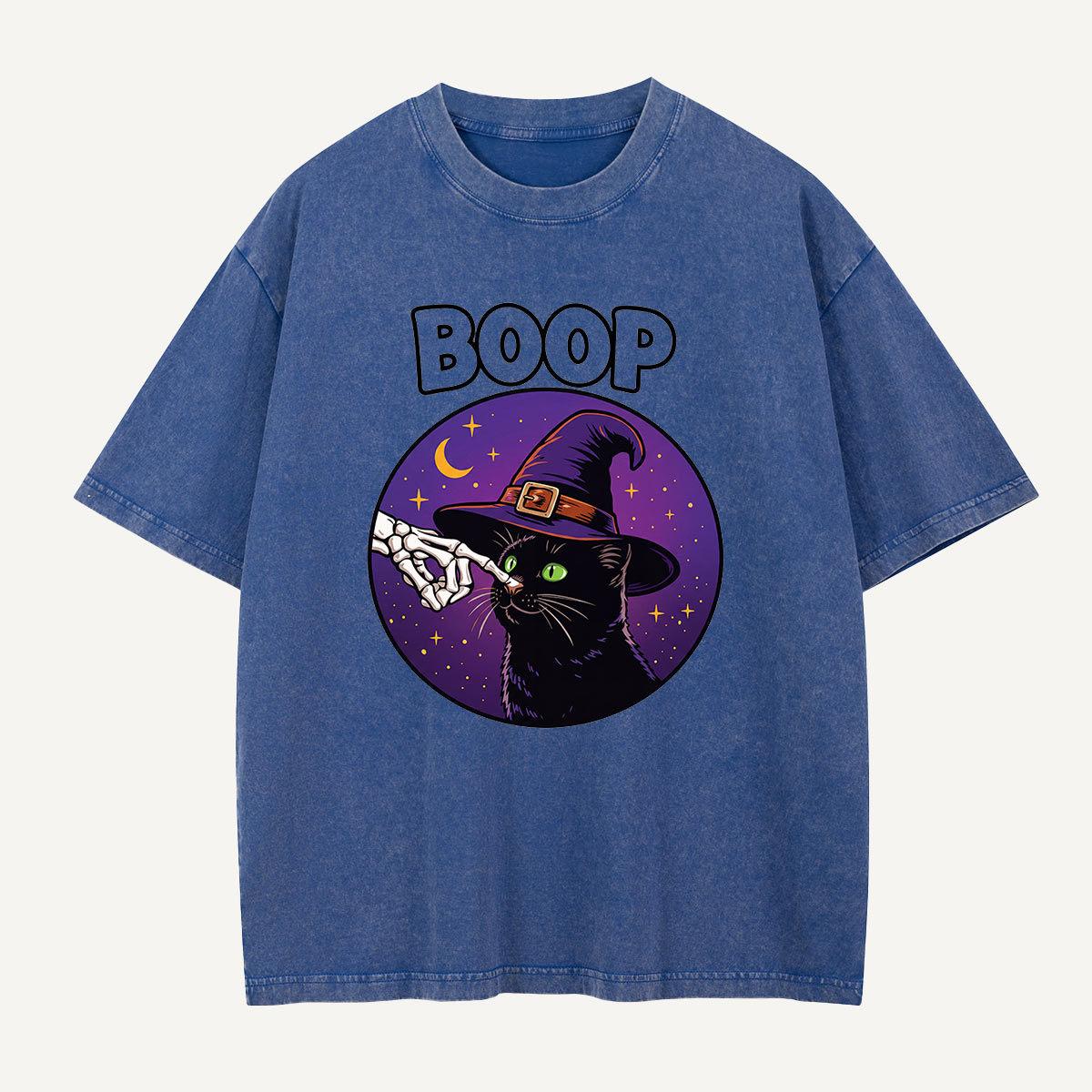 Witch Cat Gets the Boop Washed T-Shirt