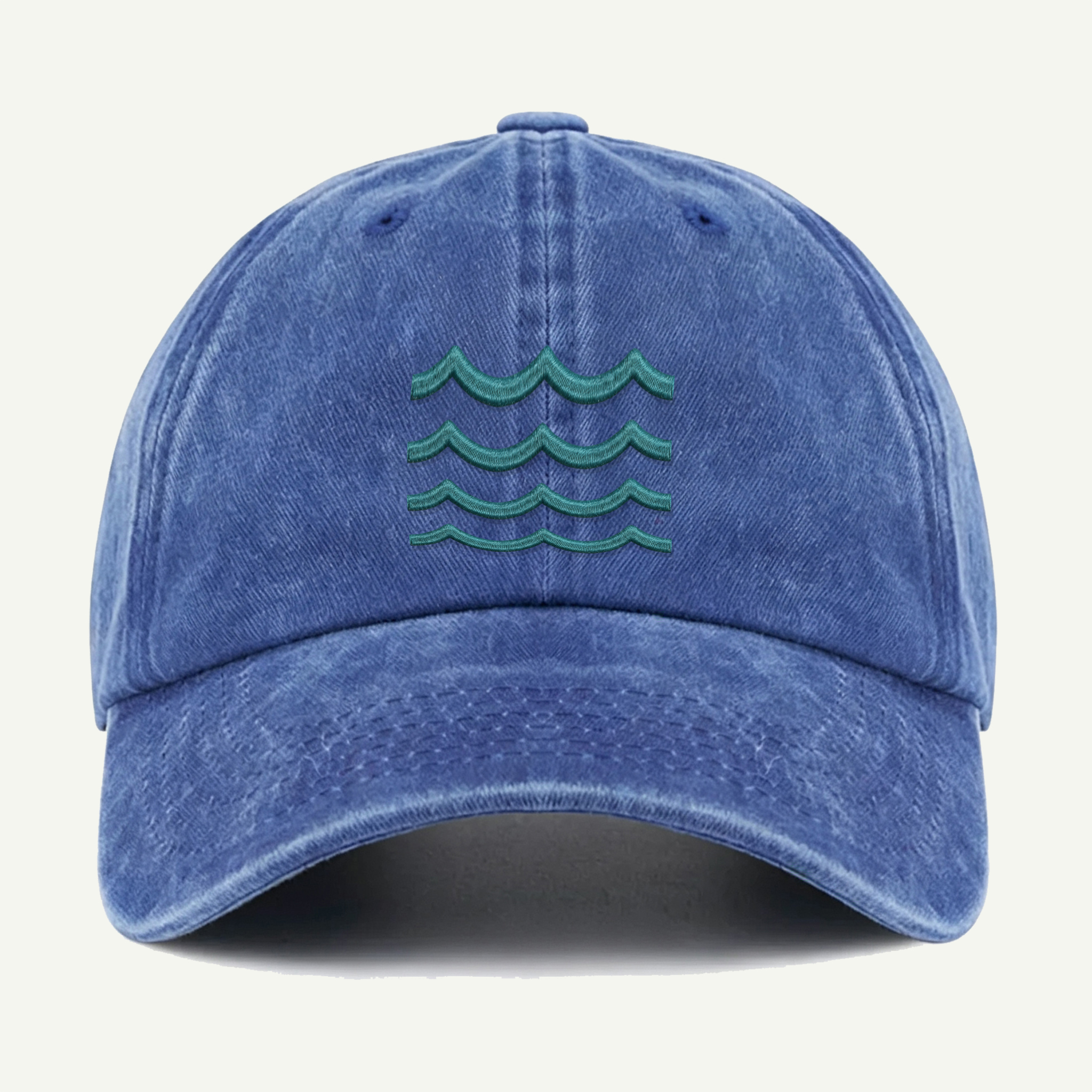 Ocean Waves Washed Embroidered Hat