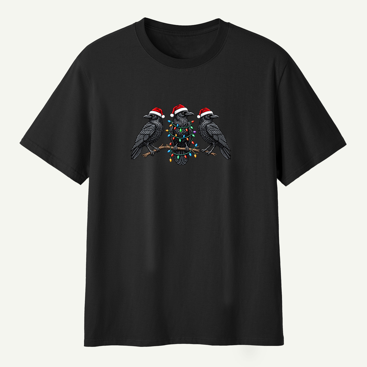 Christmas Ravens With Holiday Lights T-Shirt