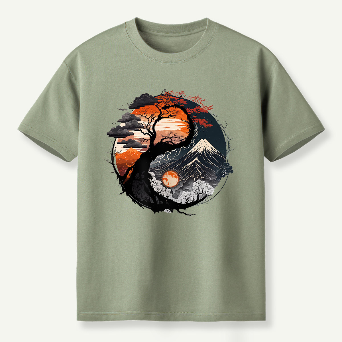 Yin Yang Autumn Forestscape T-Shirt