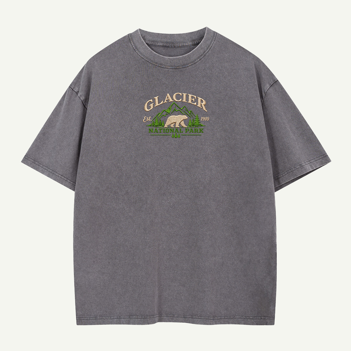 Glacier Est 1910 Bear Mountain National Park Embroidered Washed T-Shirt