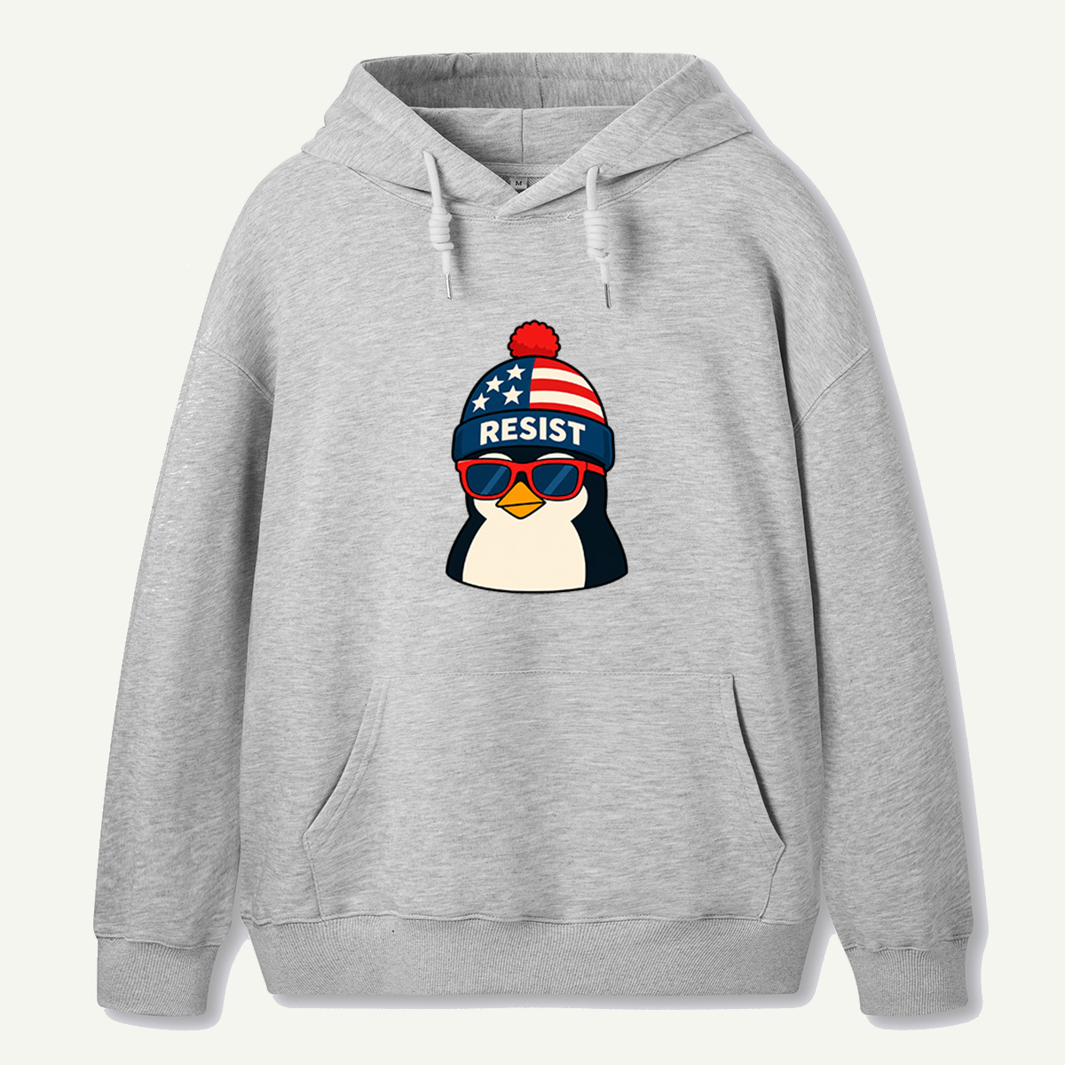 Resist Penguin Wearing American Flag Winter Beanie And Sunglasses Hoodie