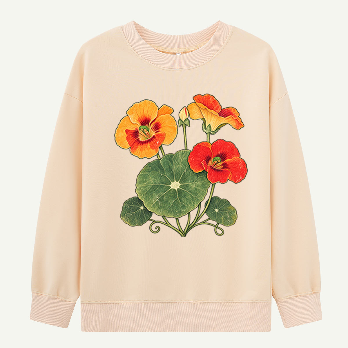 Orange Nasturtium Botanical Bloom Sweatshirts