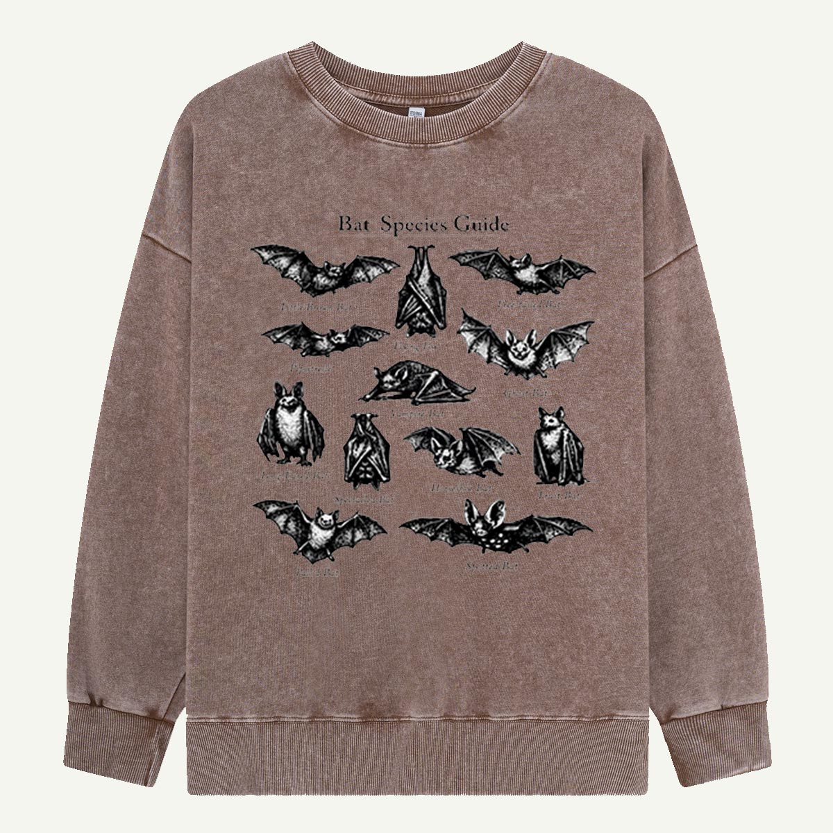 Bat Species Guide Illustration Washed Sweatshirts