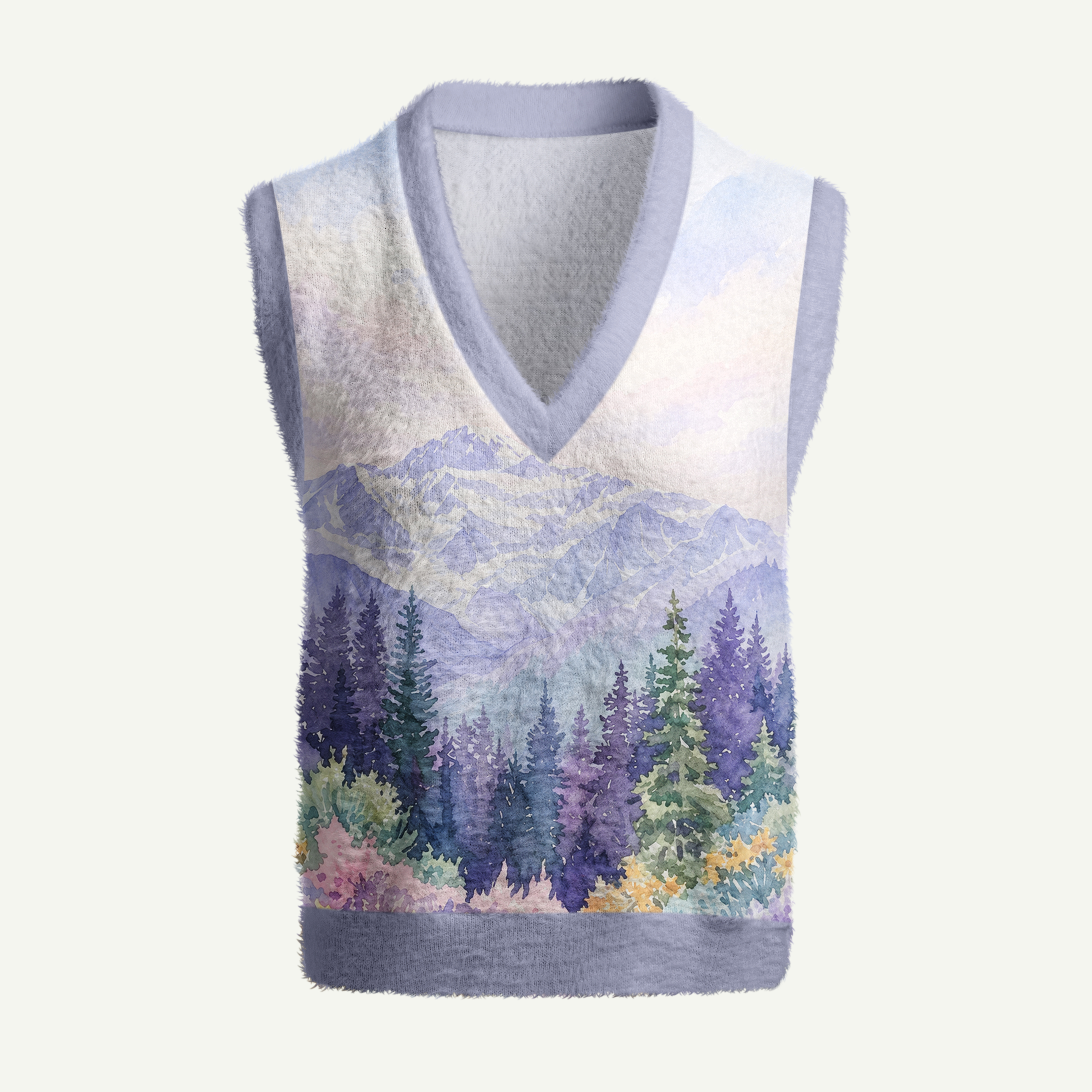 Alpine Forest Wildflower Valley Women's Fuzzy Vest Sweater