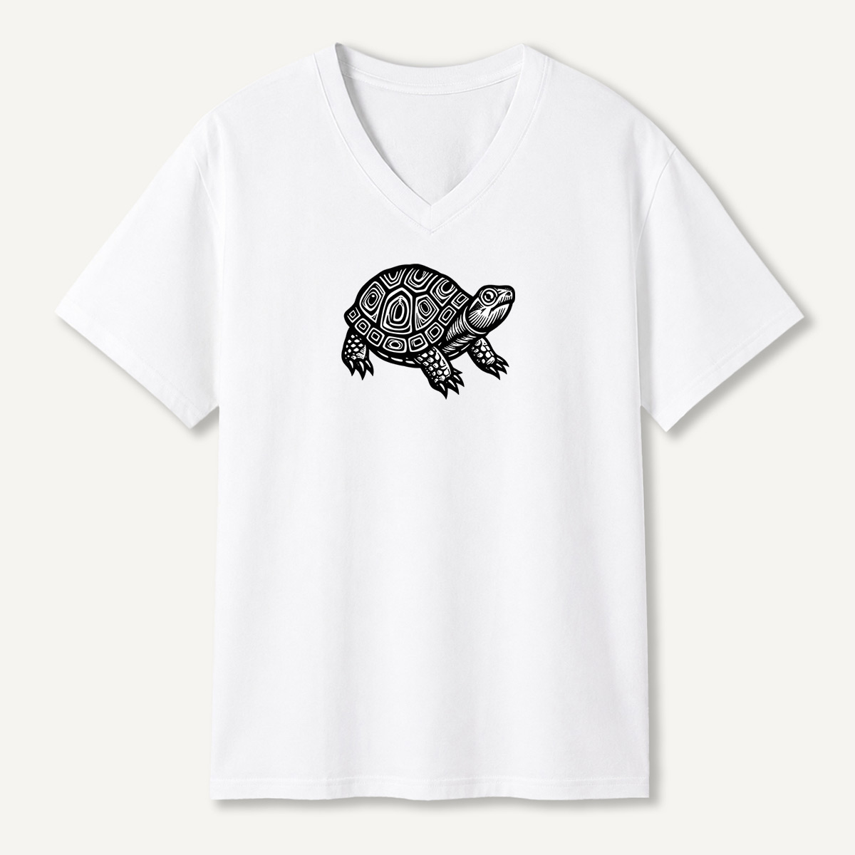 Tribal Geometric Sea Turtle Line Art V-neck T-Shirt