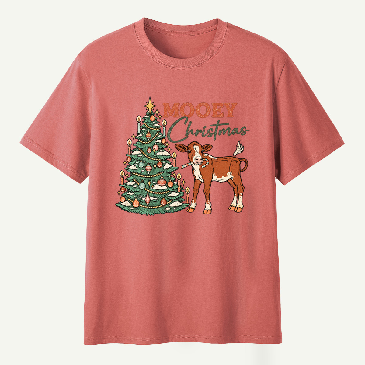 MOOEY Christmas Cow Holiday Scene T-Shirt