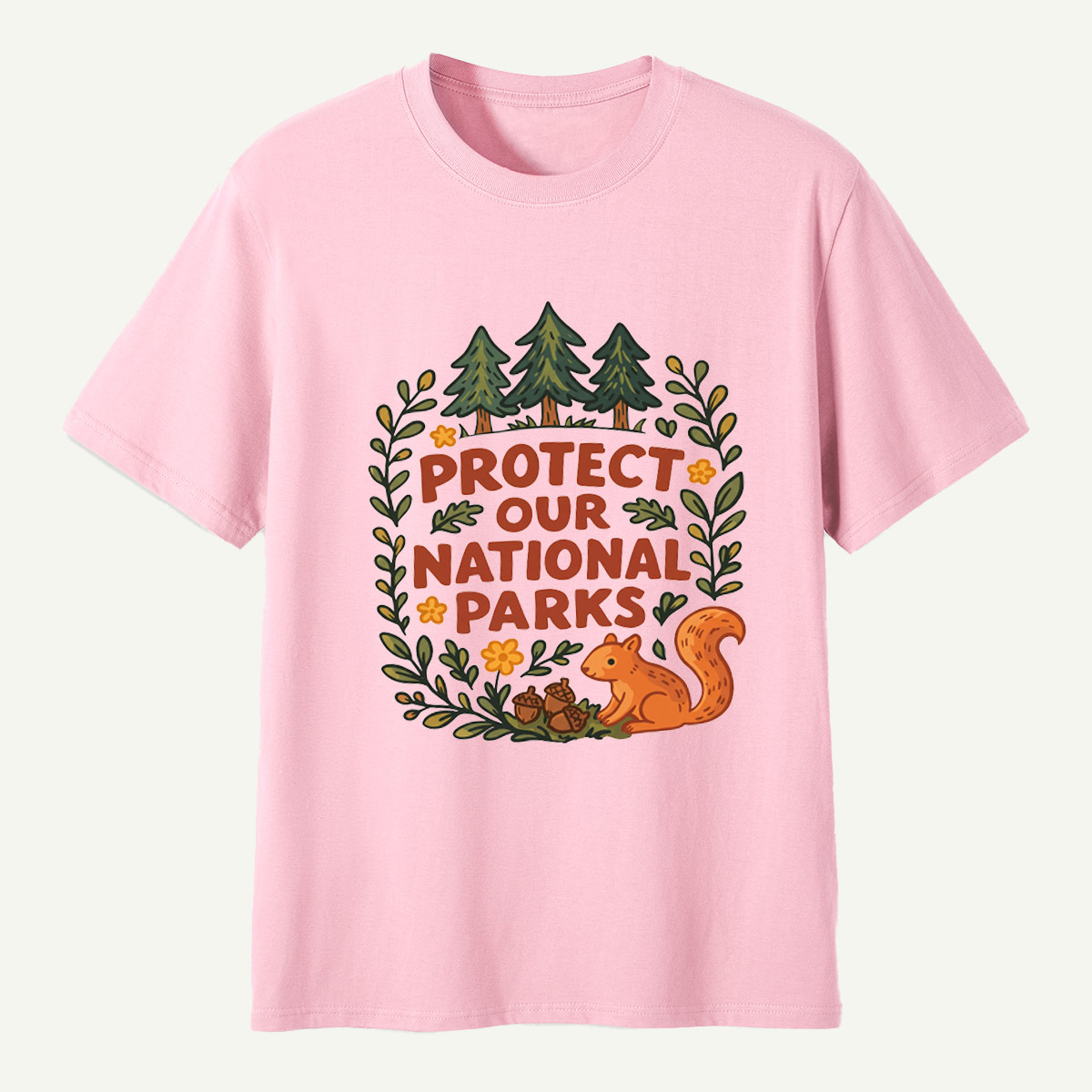 Protect Our National Parks Woodland Squirrel Wreath T-Shirt