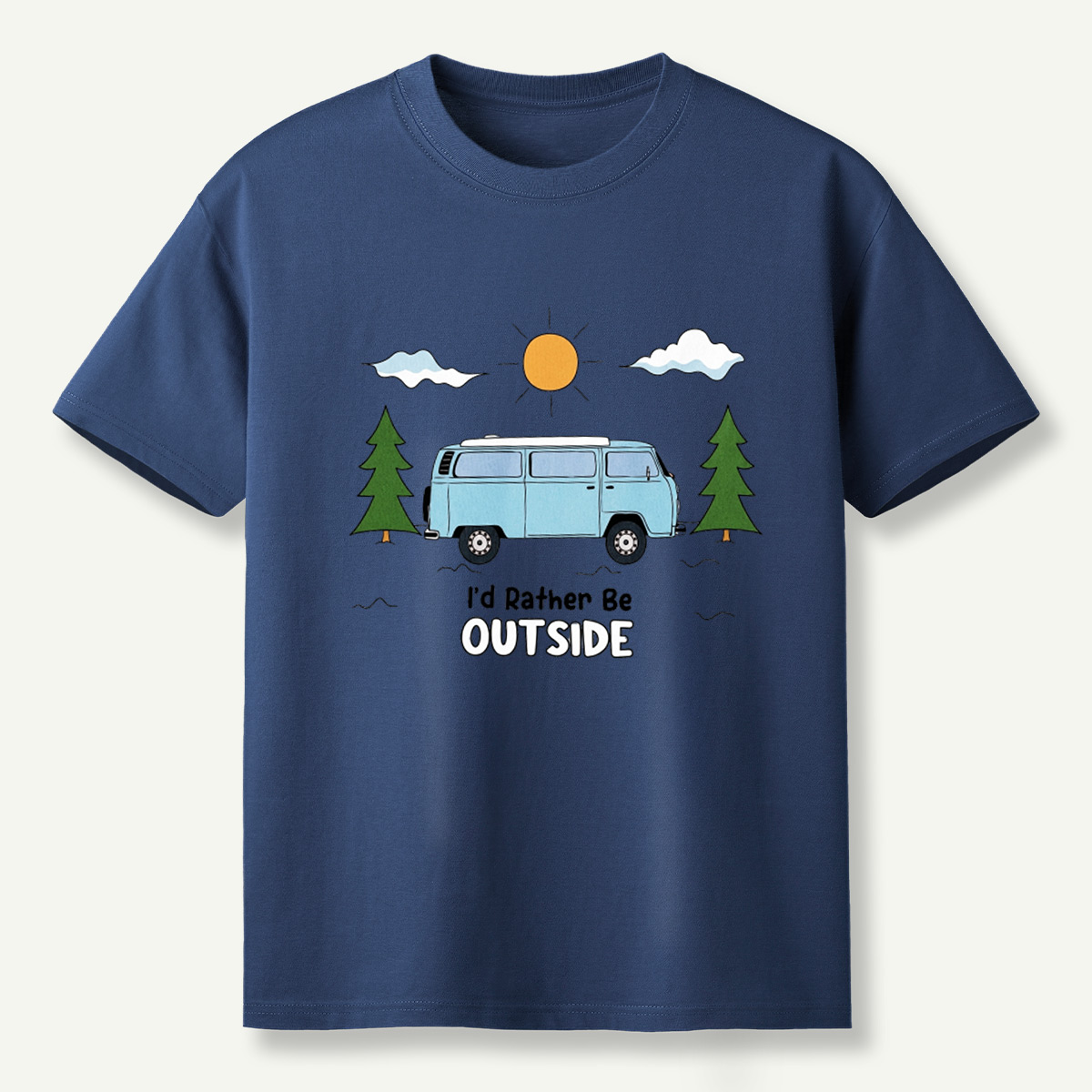 Id Rather Be Outside Camper Van Forest Sunset T-Shirt