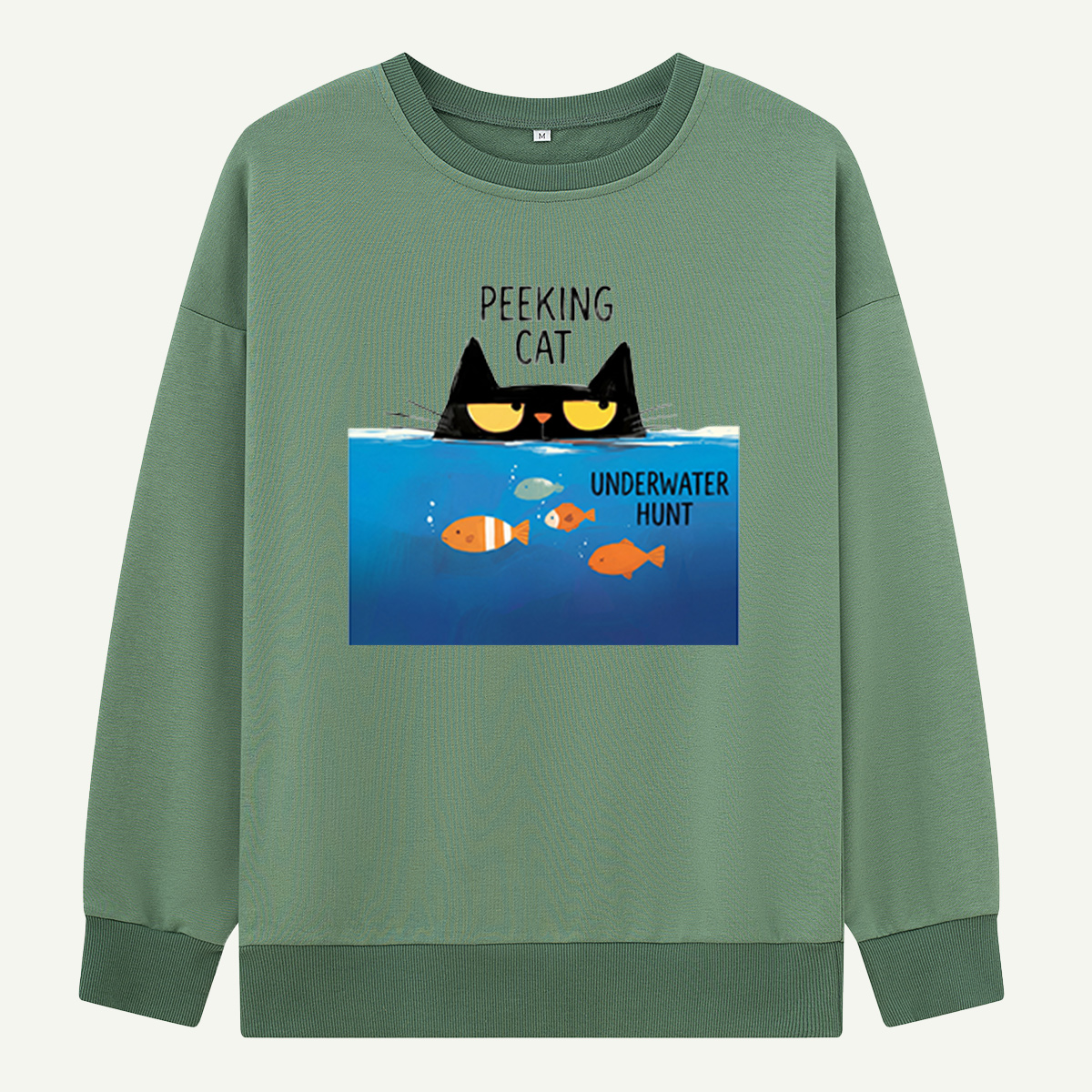 Peeking Cat Underwater Hunt Sweatshirts