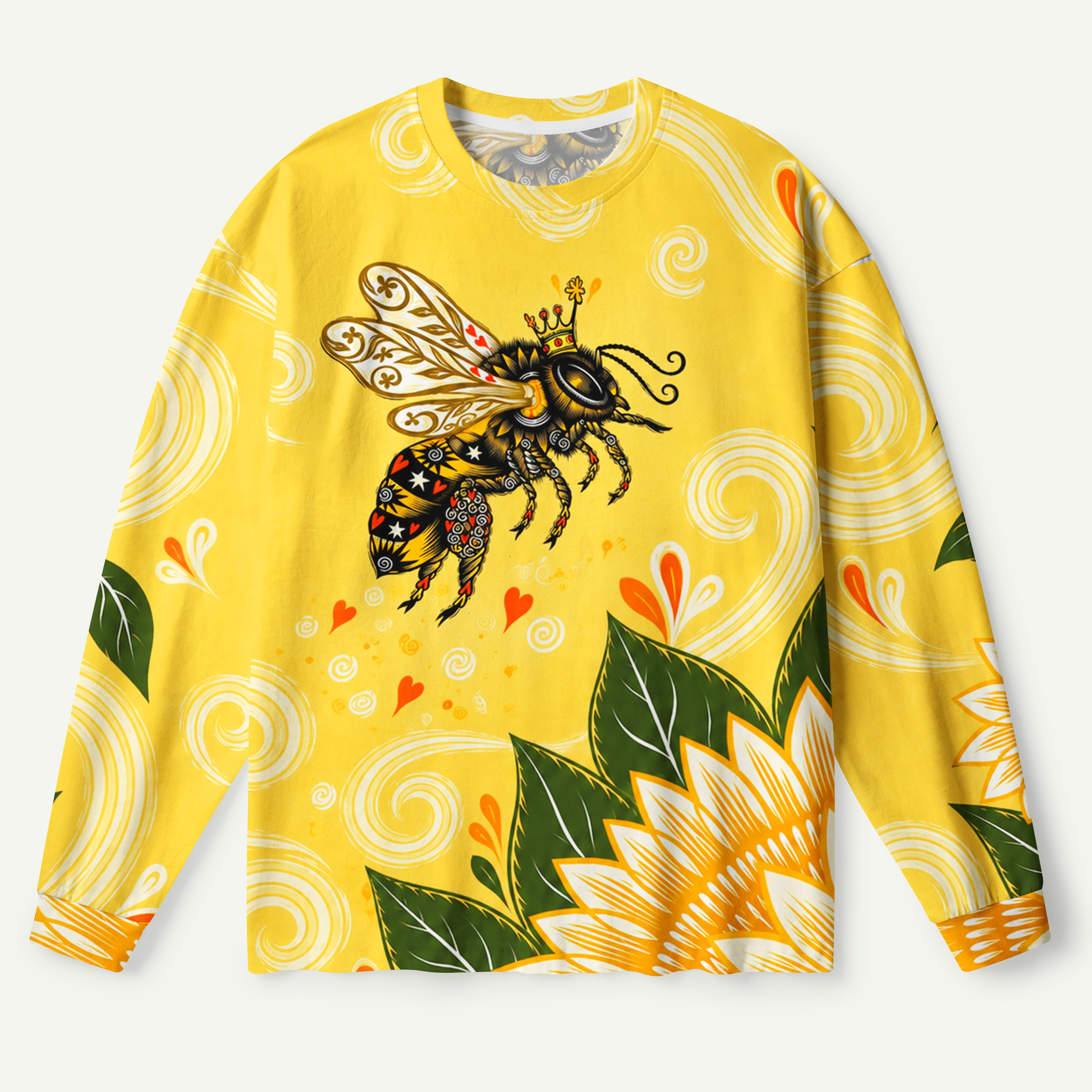 Sunflower Bee Golden Pattern Premium Pure Cotton Long Sleeves