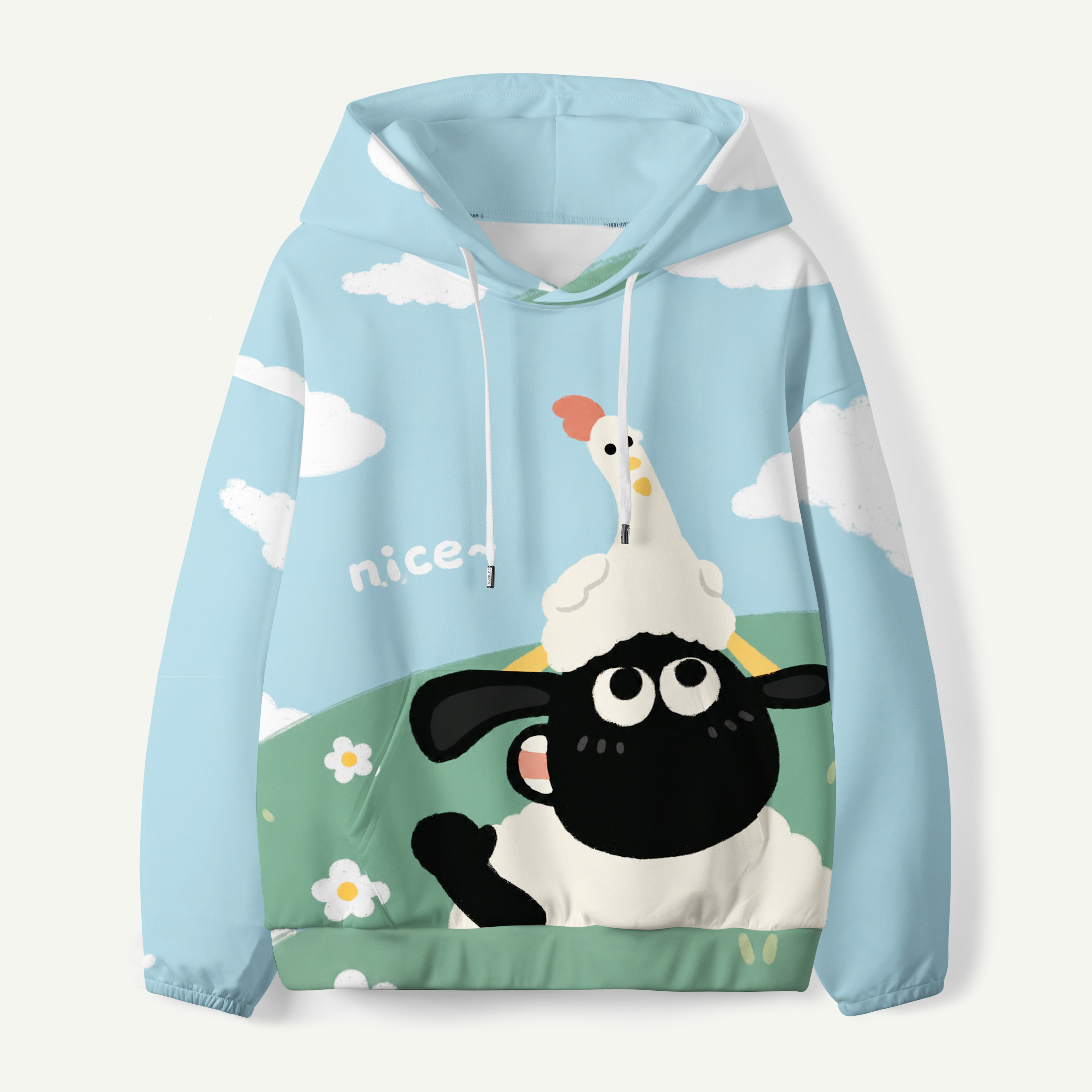Nice Sheep Mountain Day Kids All-over Printed Hoodie