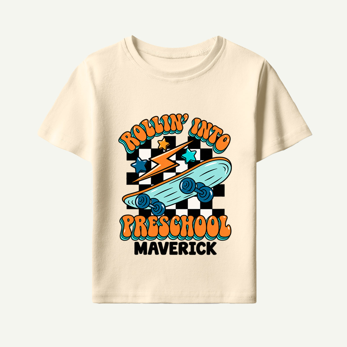 Rollin Into Preschool Retro Skate Quote Kids T-Shirt