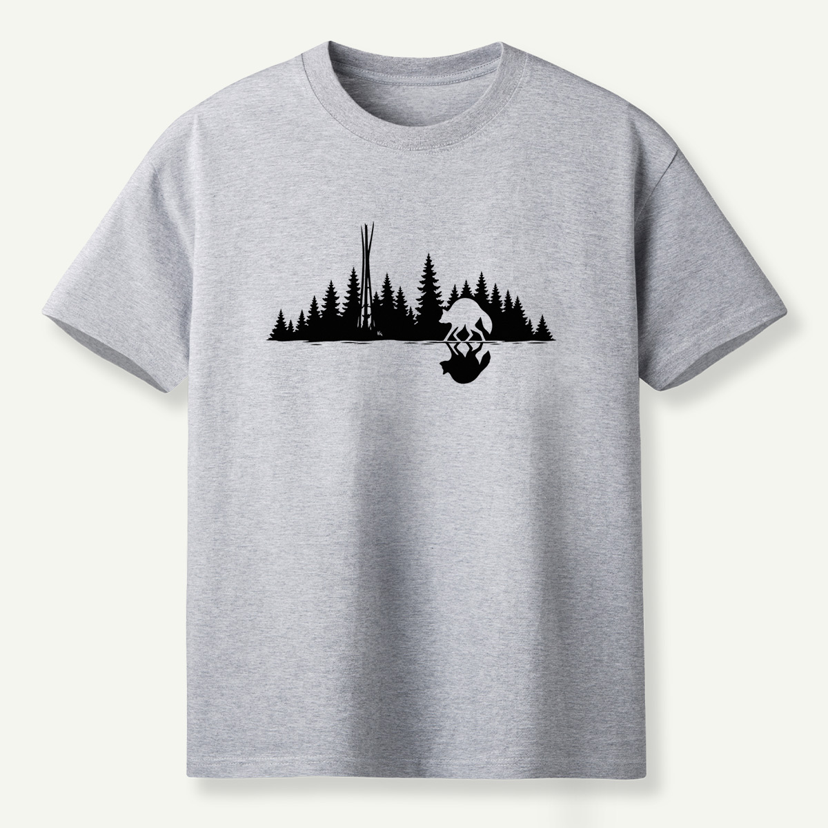 Pine Forest Raccoon Reflection Wilderness T-Shirt