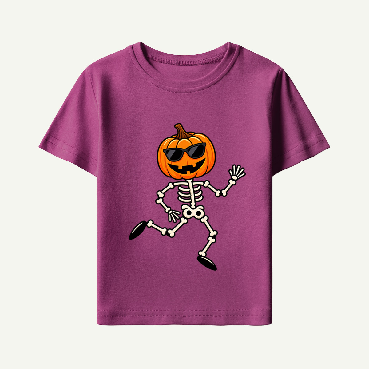Cool Pumpkin Skeleton Running Kids T-Shirt