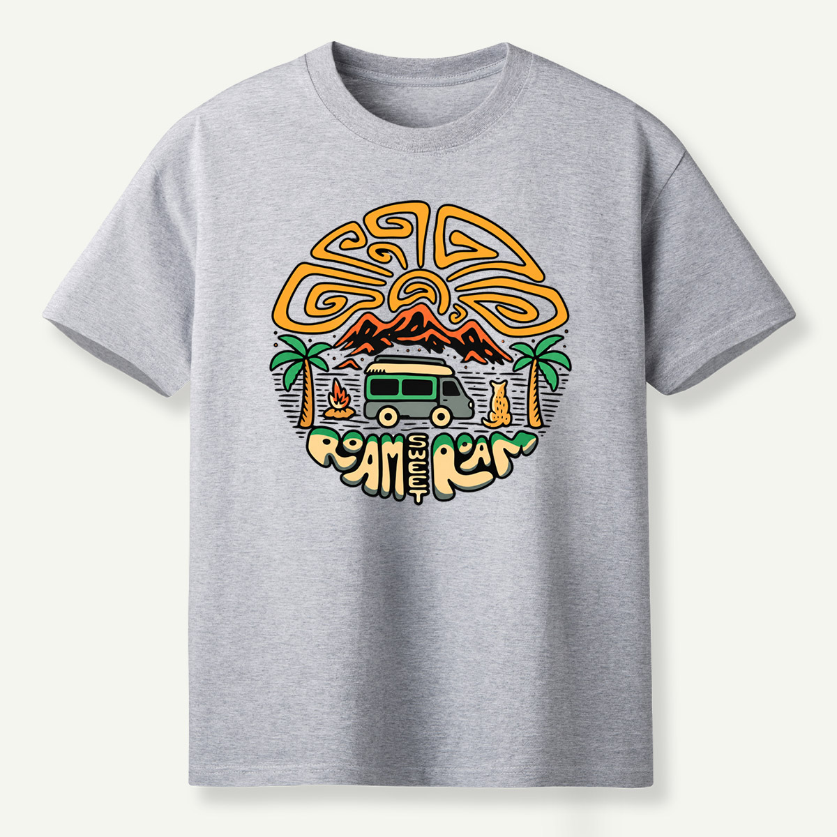 Roam Wild Camper Van Mountain Camping Adventure T-Shirt