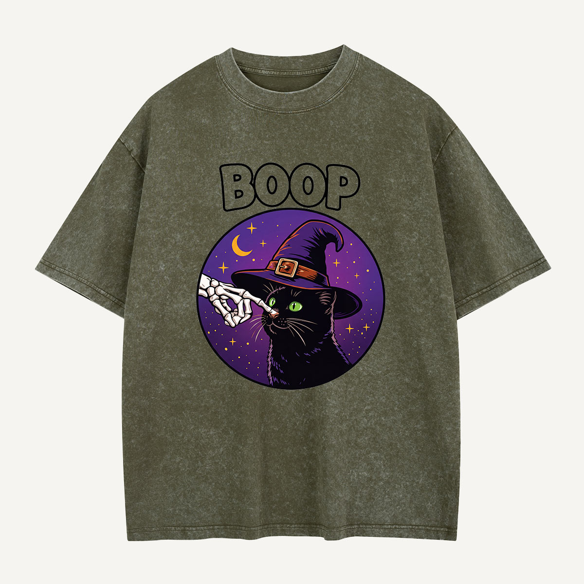 Witch Cat Gets the Boop Washed T-Shirt