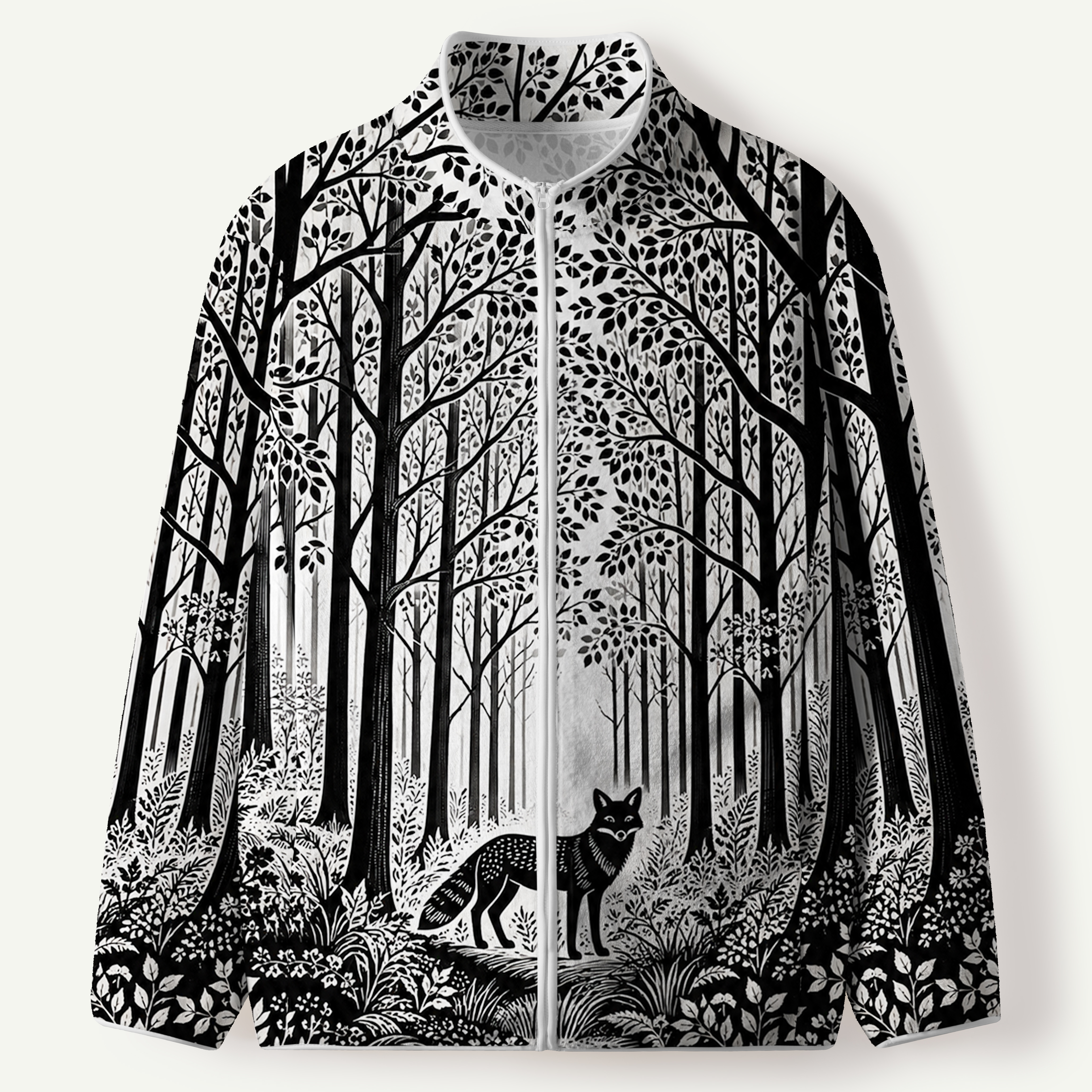 Raccoon In The Dark Forest Men's Flannel Zip Front Cardigan