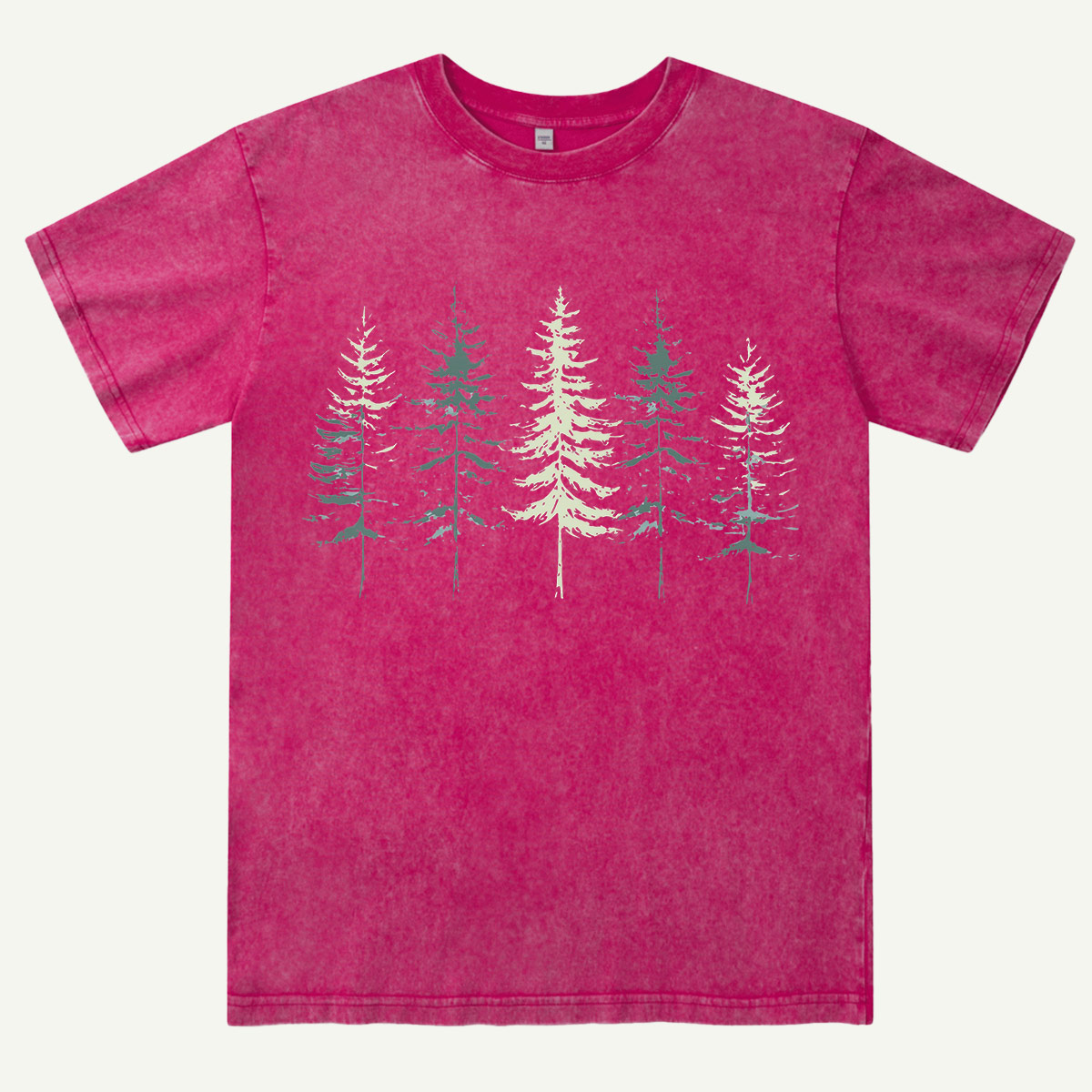 Minimal Pine Forest Silhouette Washed T-Shirt