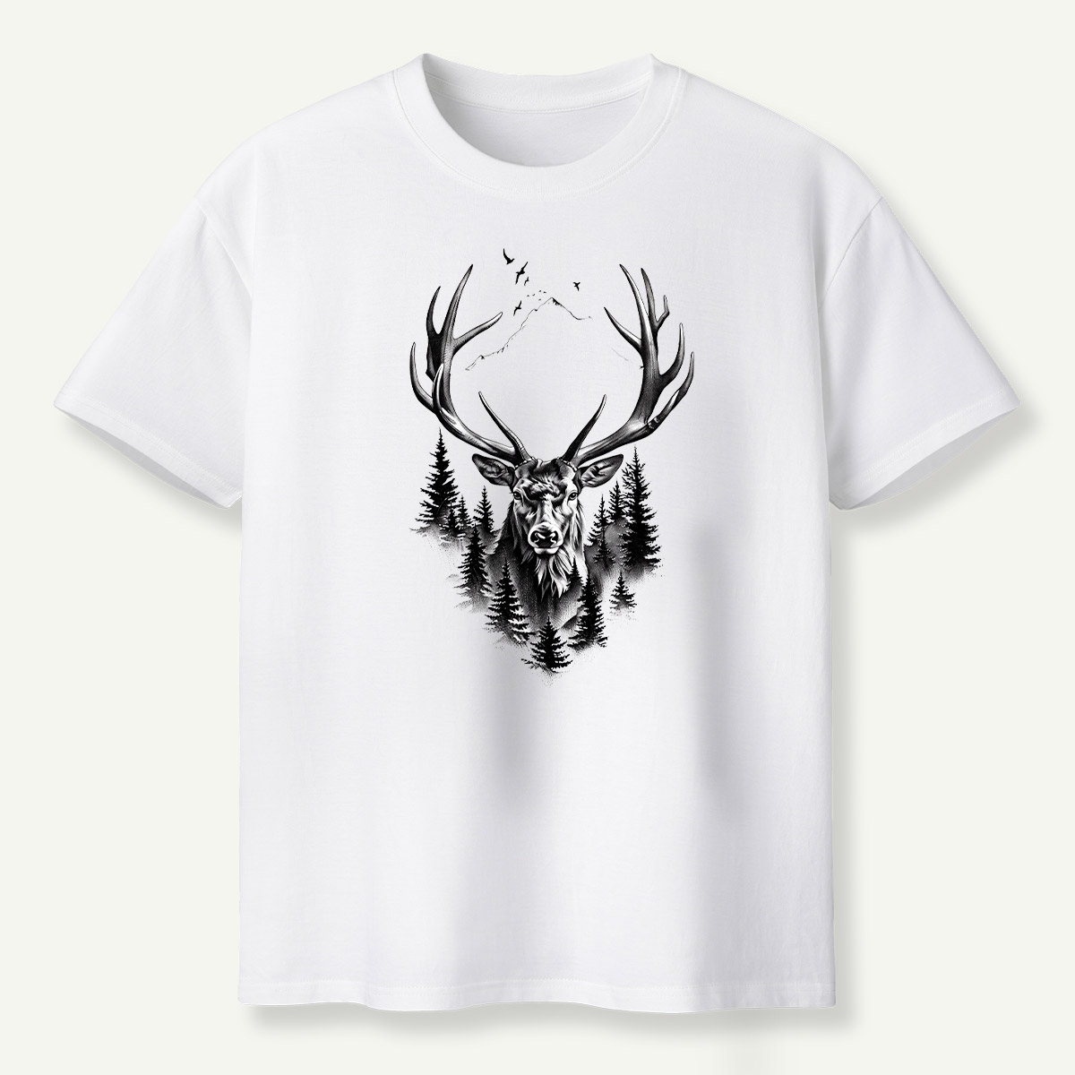Deer Skull Forest Double Exposure T-Shirt