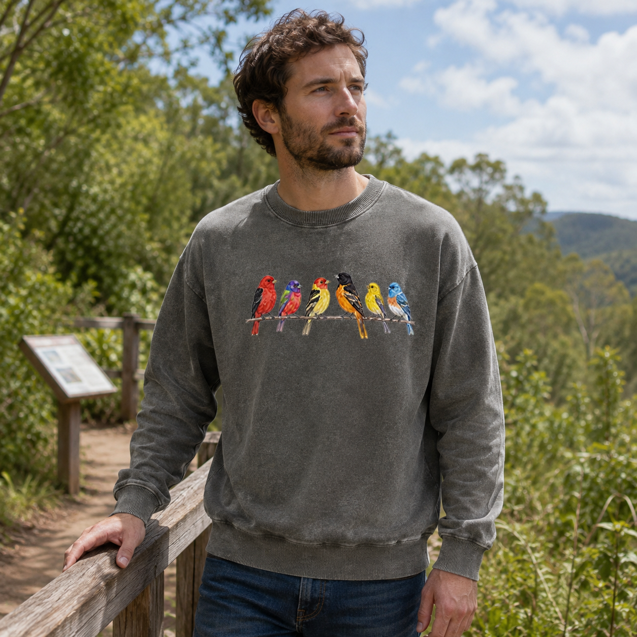 Six Birds One Branch Washed Sweatshirts