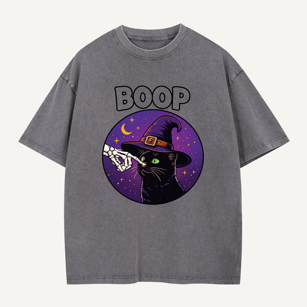 Witch Cat Gets the Boop Washed T-Shirt