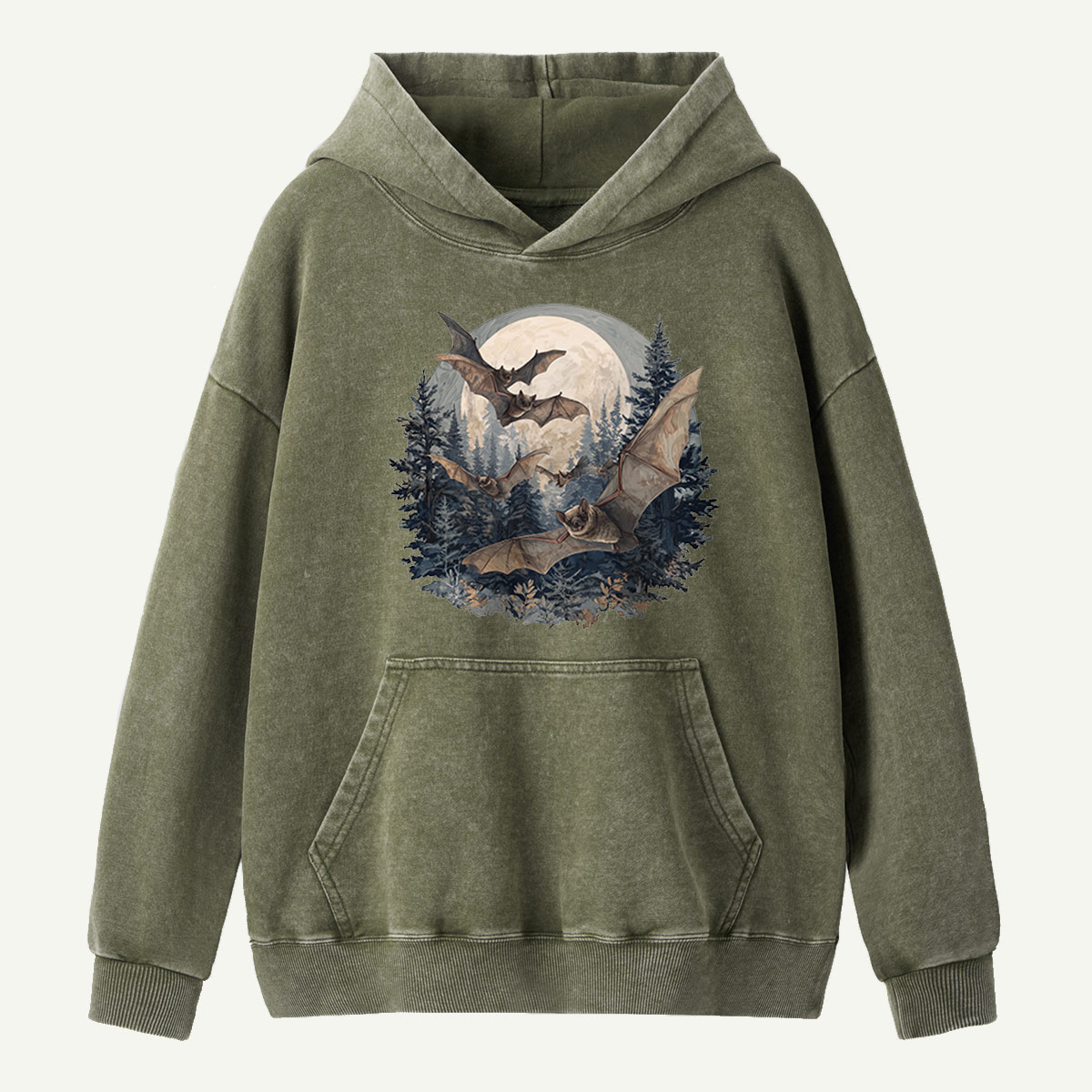 Moonrise Over the Bat Pines Washed Hoodie