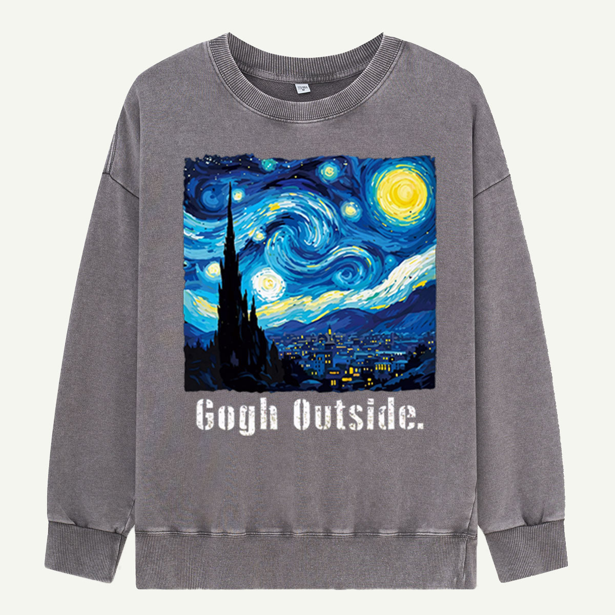 Swirl Night Sky Gogh Outside Washed Sweatshirts