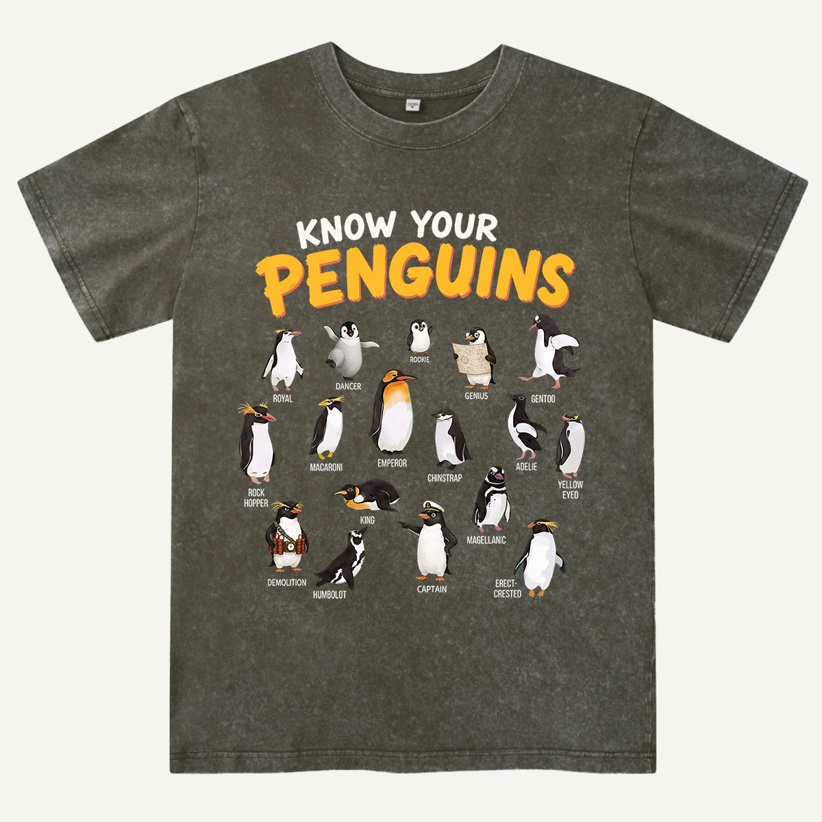 Know Your Penguins Penguin Species Washed T-Shirt