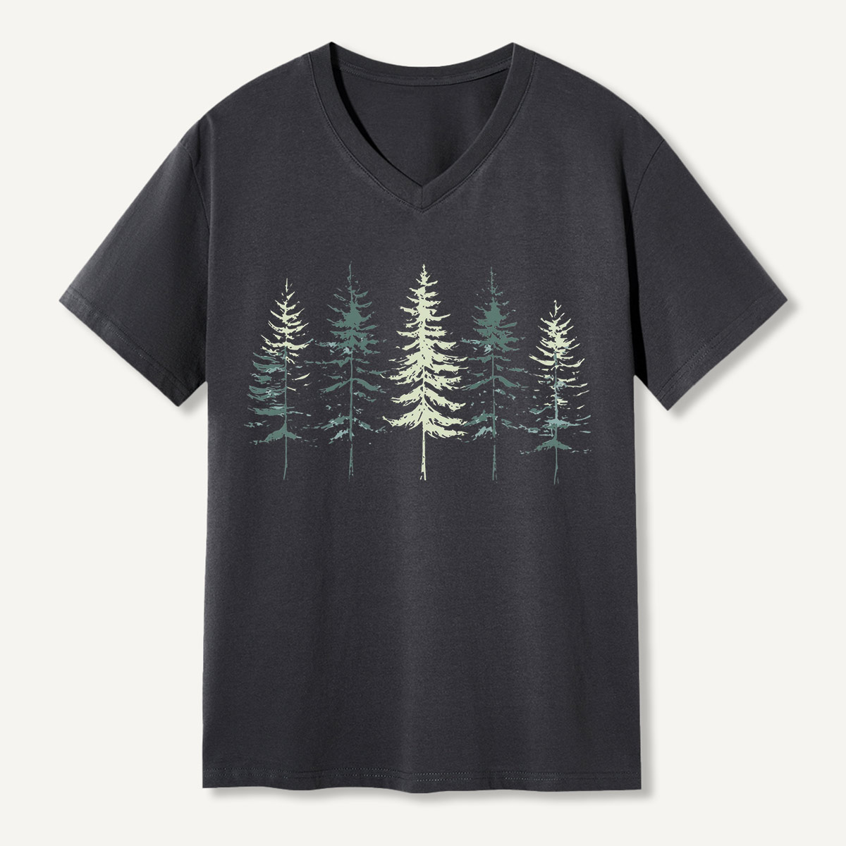 Minimal Pine Forest Silhouette V-neck T-Shirt