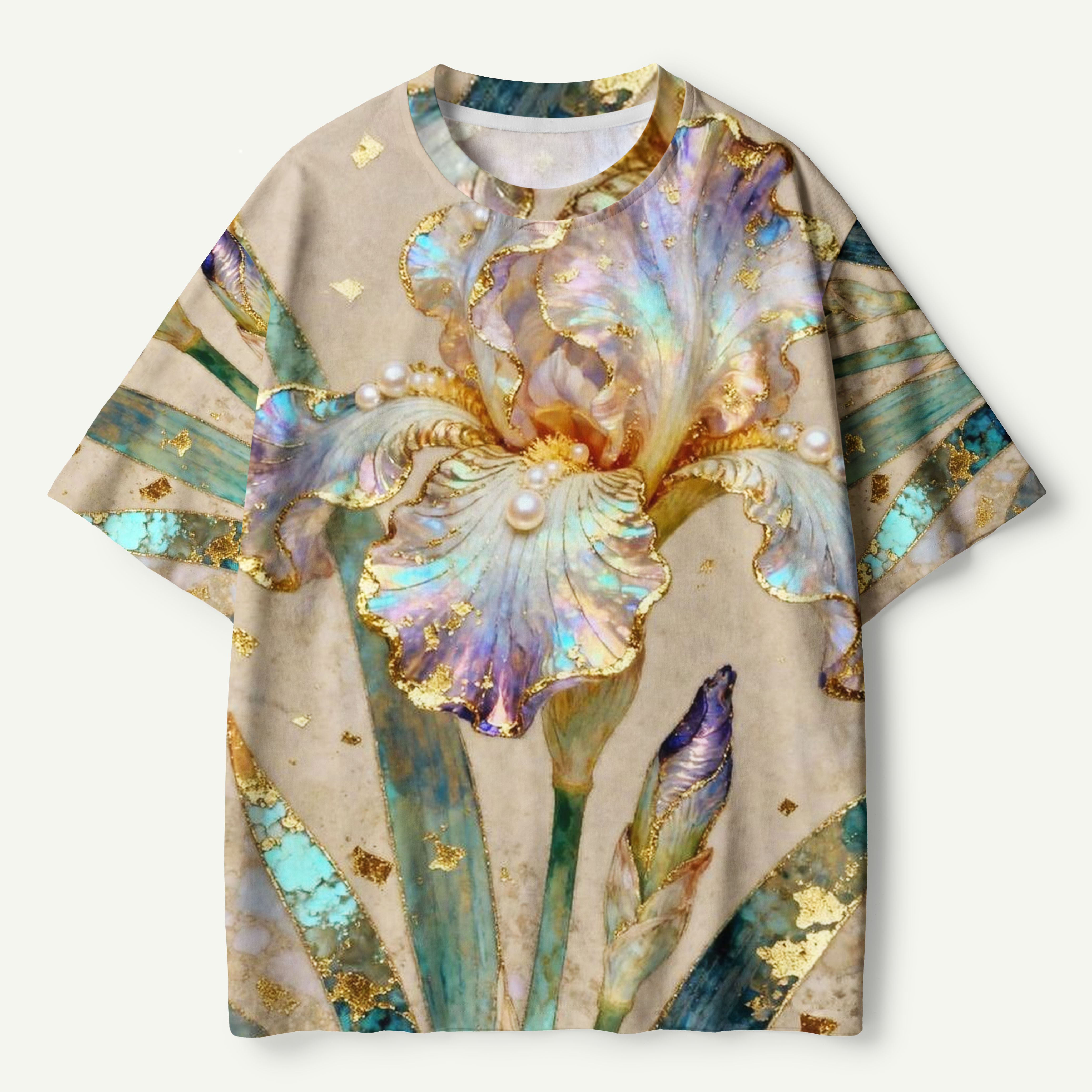 Peacock Feather Floral Pattern Premium Pure Cotton Tee