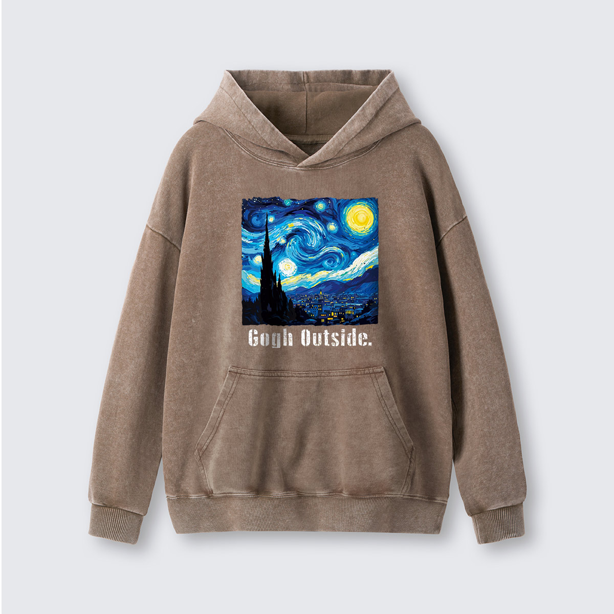 Swirl Night Sky Gogh Outside Washed Hoodie
