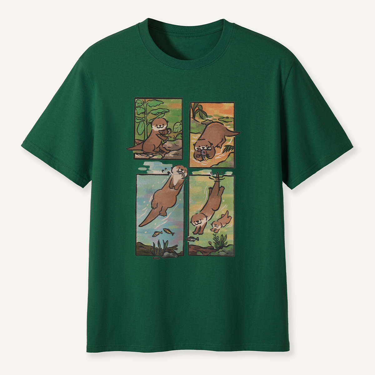 Otter Adventures Four Panel Comic T-Shirt