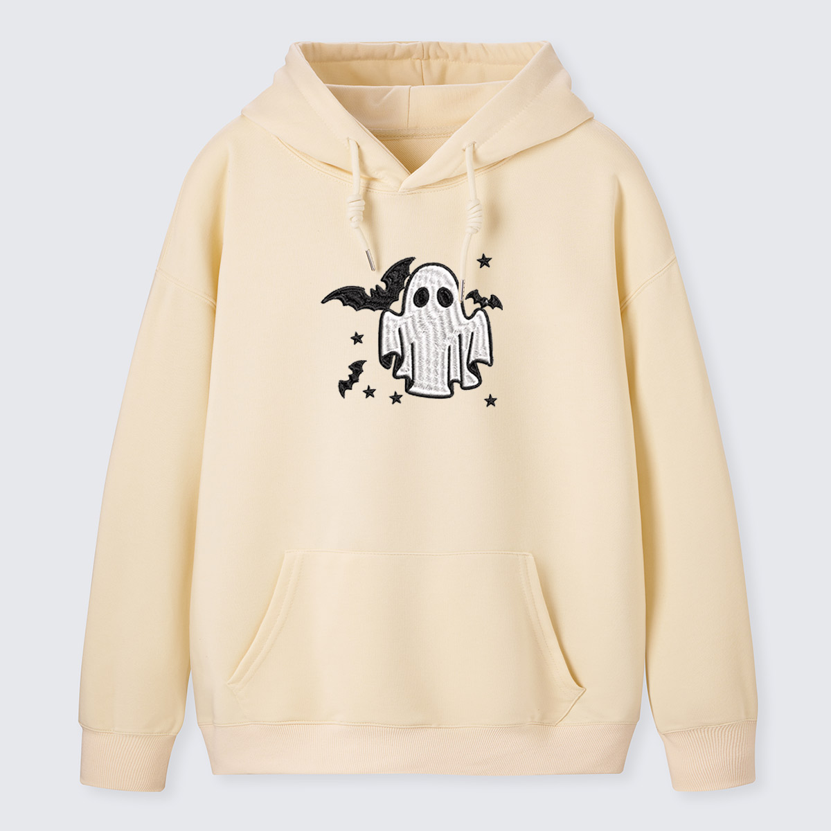 Tiny Ghost Embroidered Cotton Hoodie
