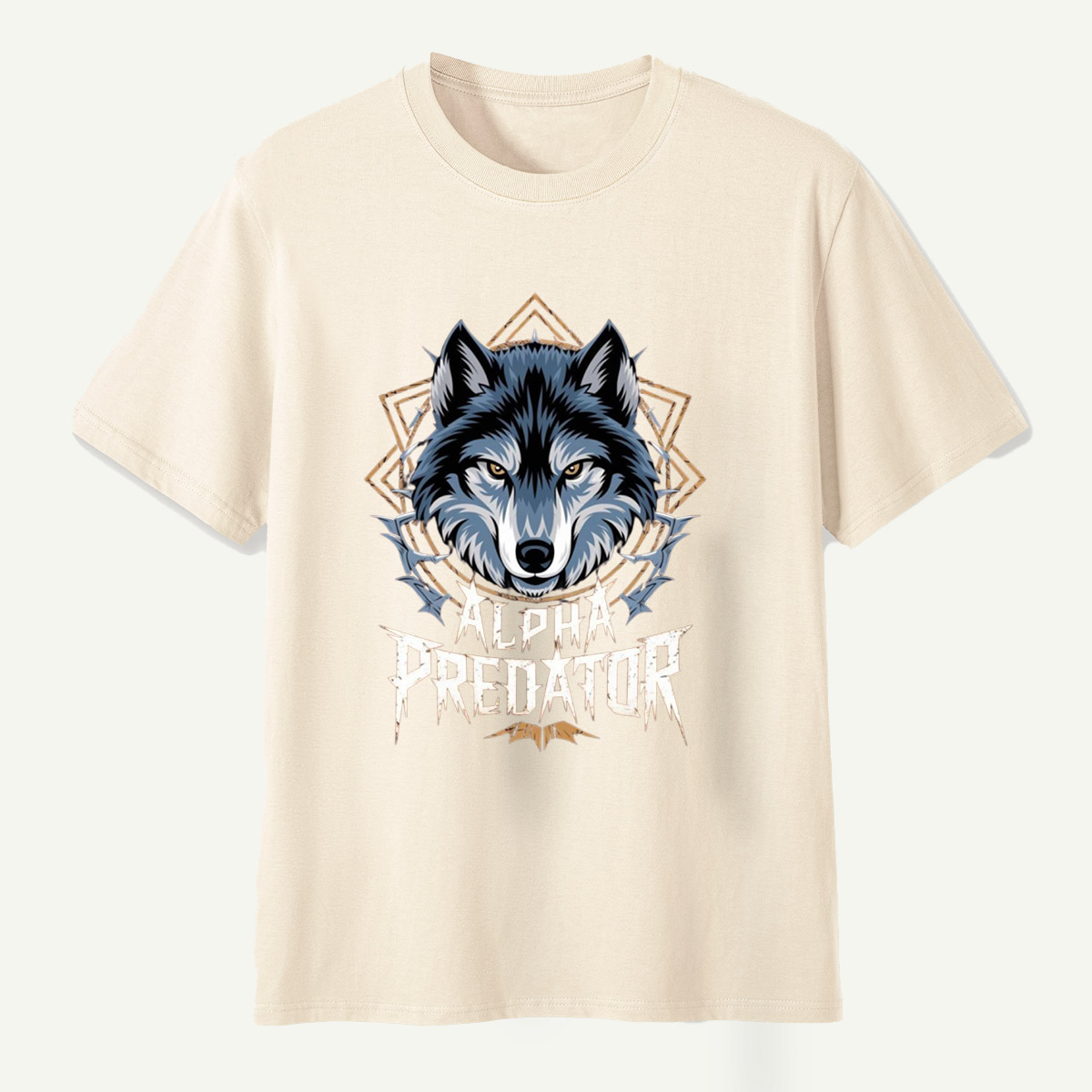 Alpha Predator Wolf Head Geometric Wildlife Emblem T-Shirt