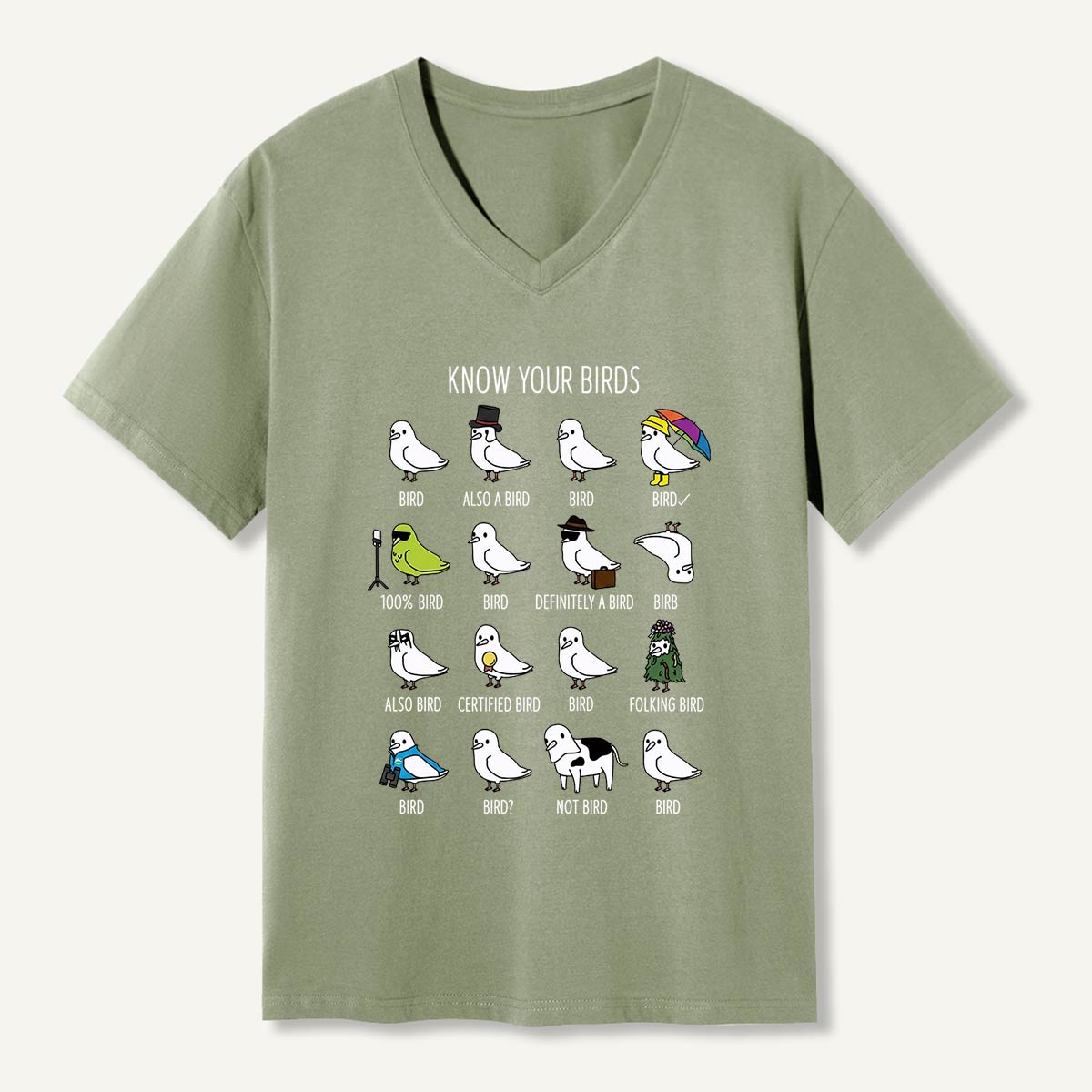 Know Your Birds Bird Chart V-neck T-Shirt