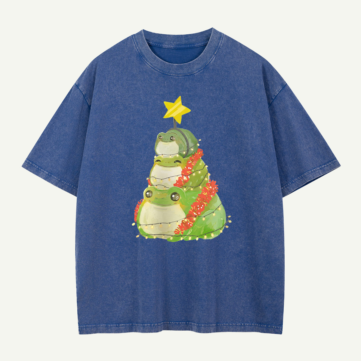 Frogs Around the Christmas Tree Washed T-Shirt