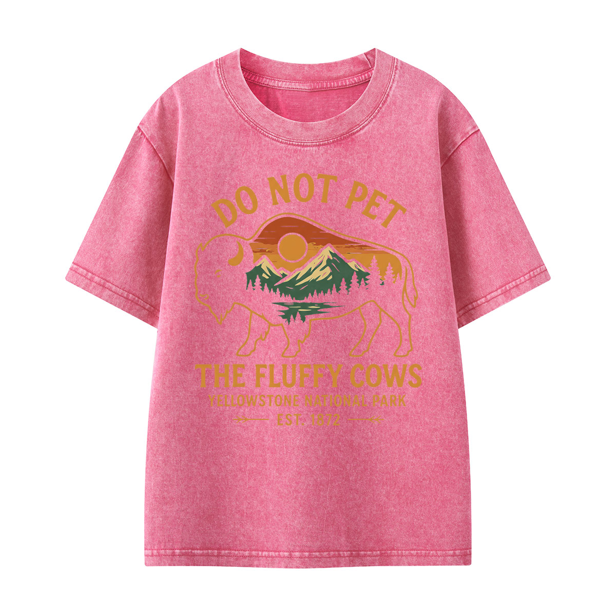 Do Not Pet The Fluffy Cows Buffalo Yellowstone National Park Kids Washed T-Shirt