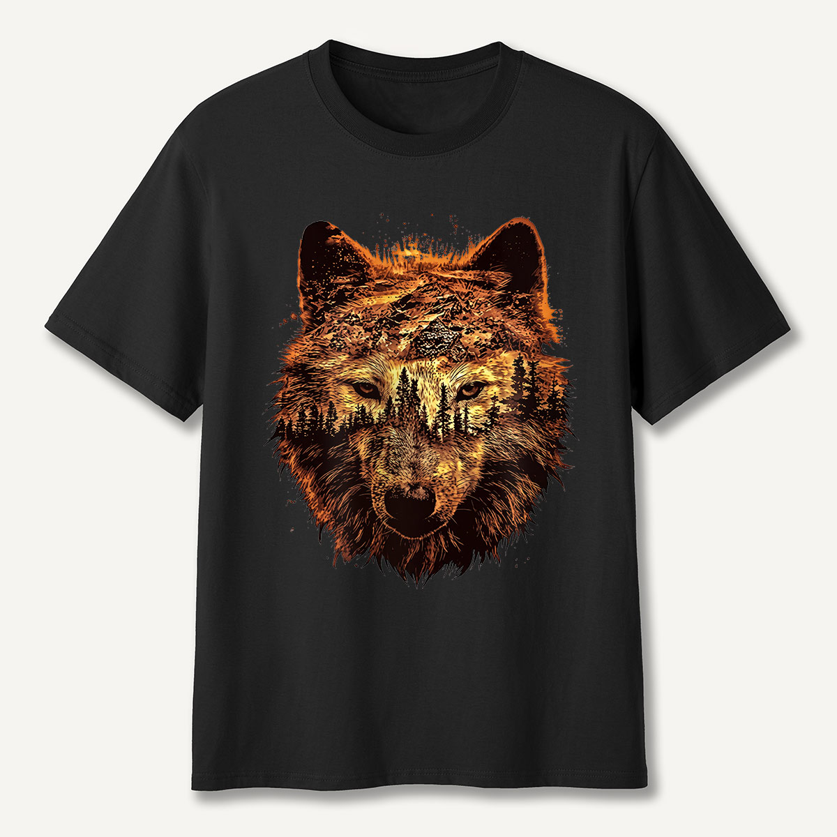 Double Exposure Wolf Forest T-Shirt