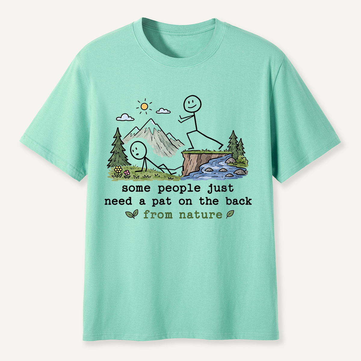 Pat on the Back from Nature Stick Figure Hiking T-Shirt