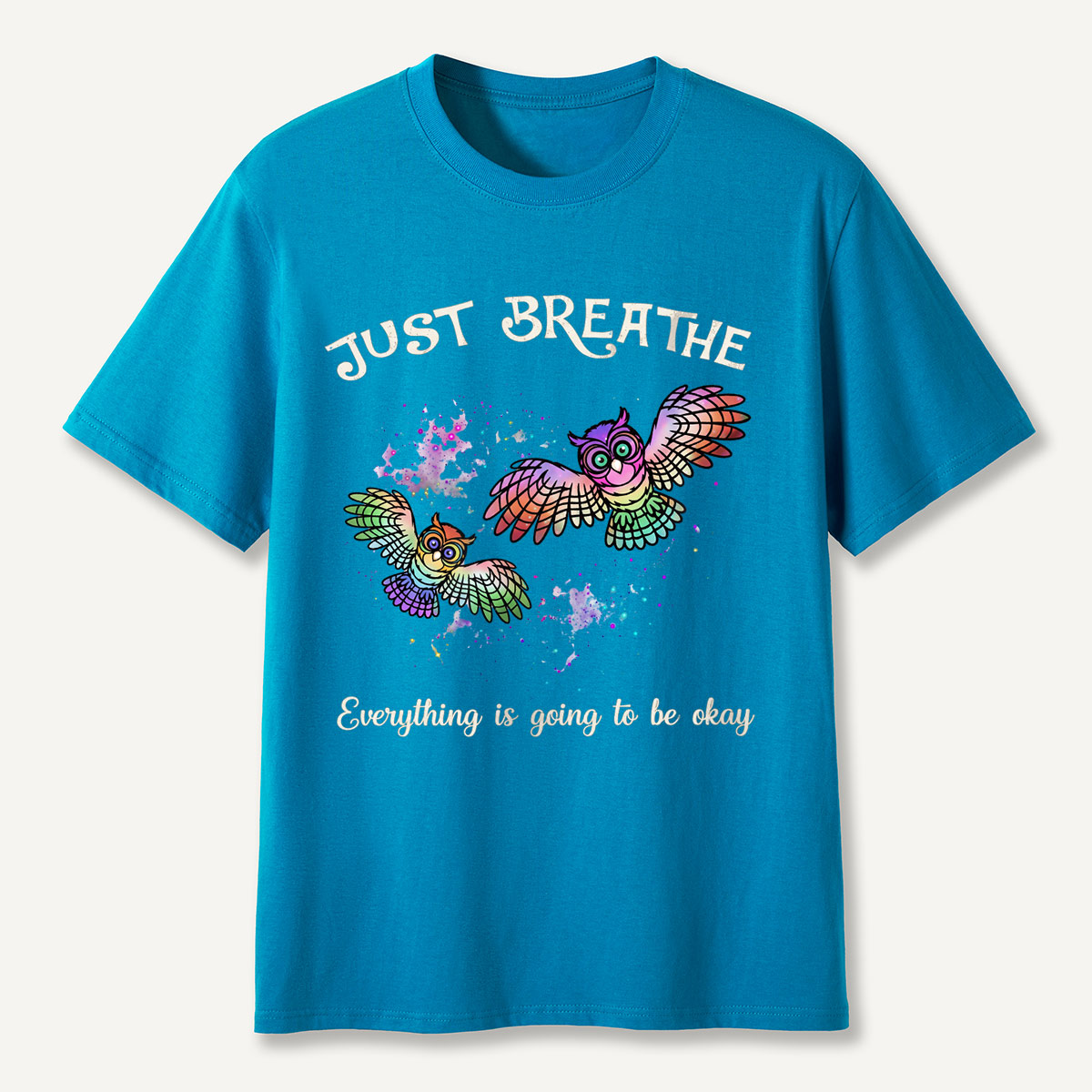 Just Breathe Colorful Owls T-Shirt